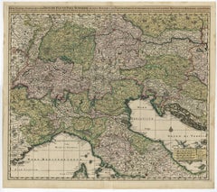Finely Detailed Map Covering Northern Italy, Austria, Slovenia & Croatia, c.1690