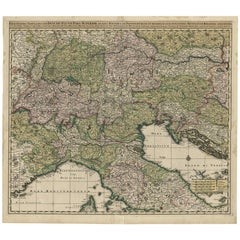Carte finement détaillée d'Italie du Nord, d'Autriche, de Slovénie et de Croatie, vers 1690