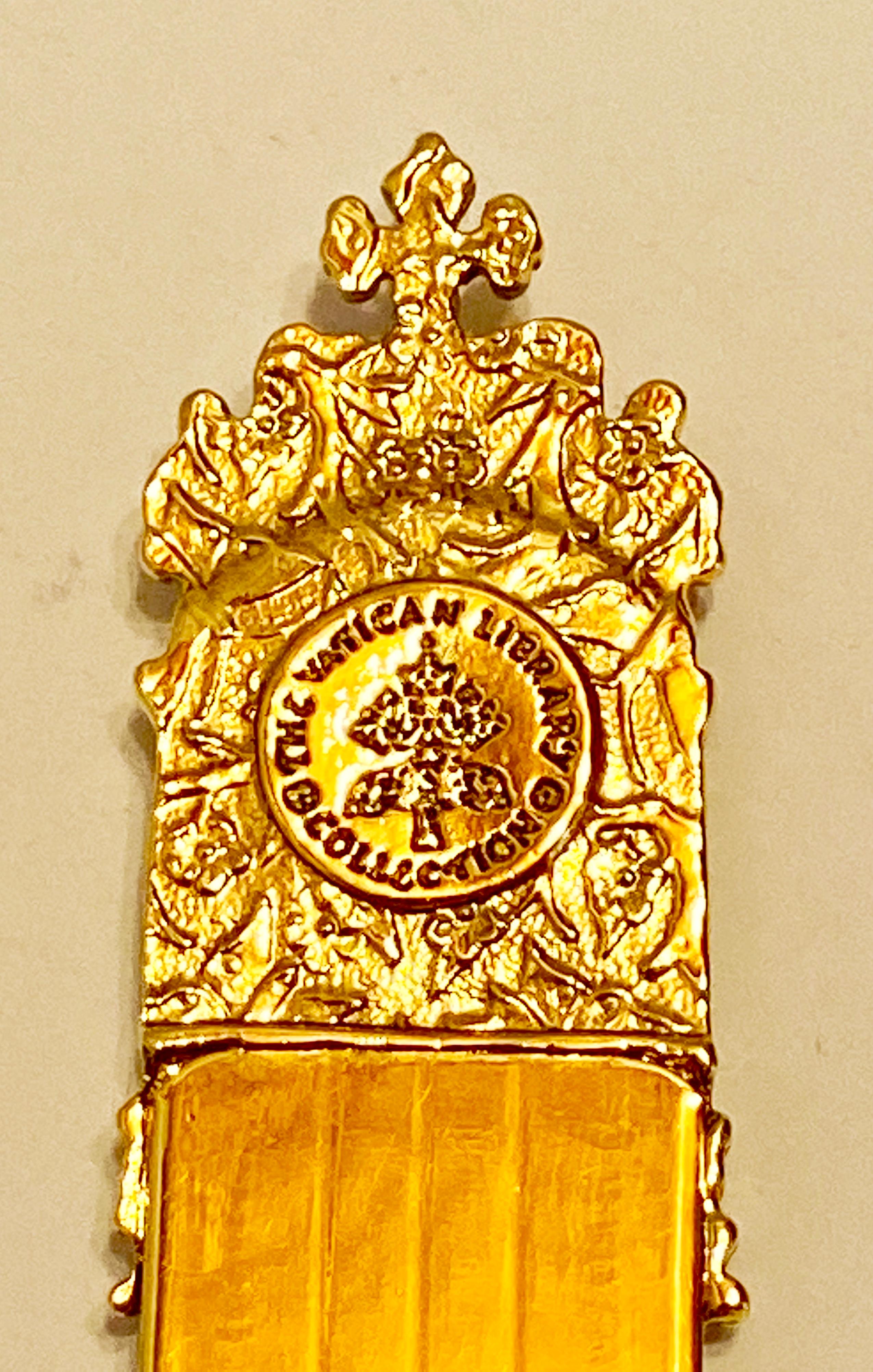 Finely Detailed Polished Gilded Gold Vermeil Hardware Vatican Book Mark 3