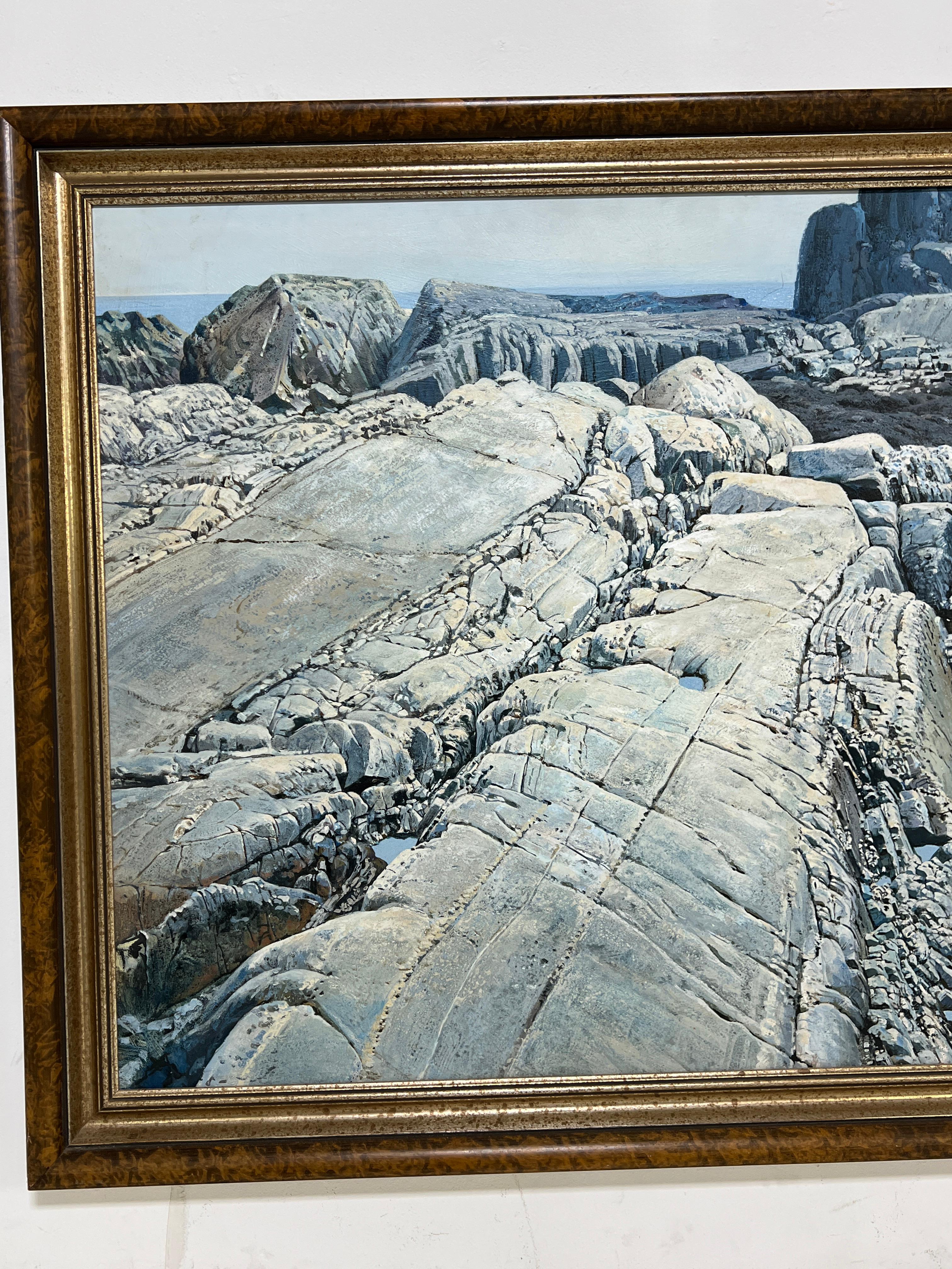 Fein detaillierte realistische Küstenlandschaft von Ted Giavis, D. A. 1971 (Nordamerikanisch) im Angebot