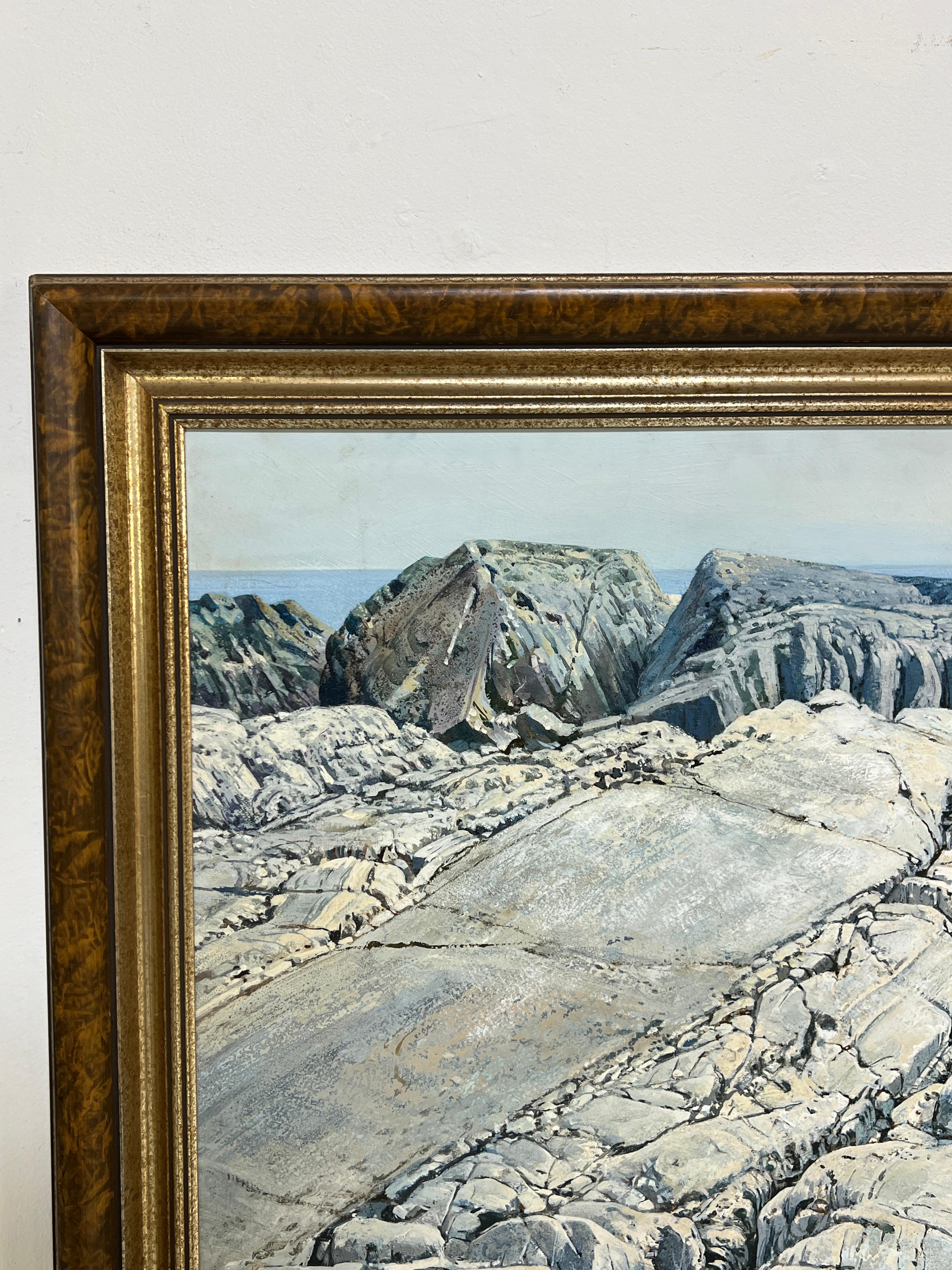 Fein detaillierte realistische Küstenlandschaft von Ted Giavis, D. A. 1971 im Zustand „Gut“ im Angebot in Peabody, MA