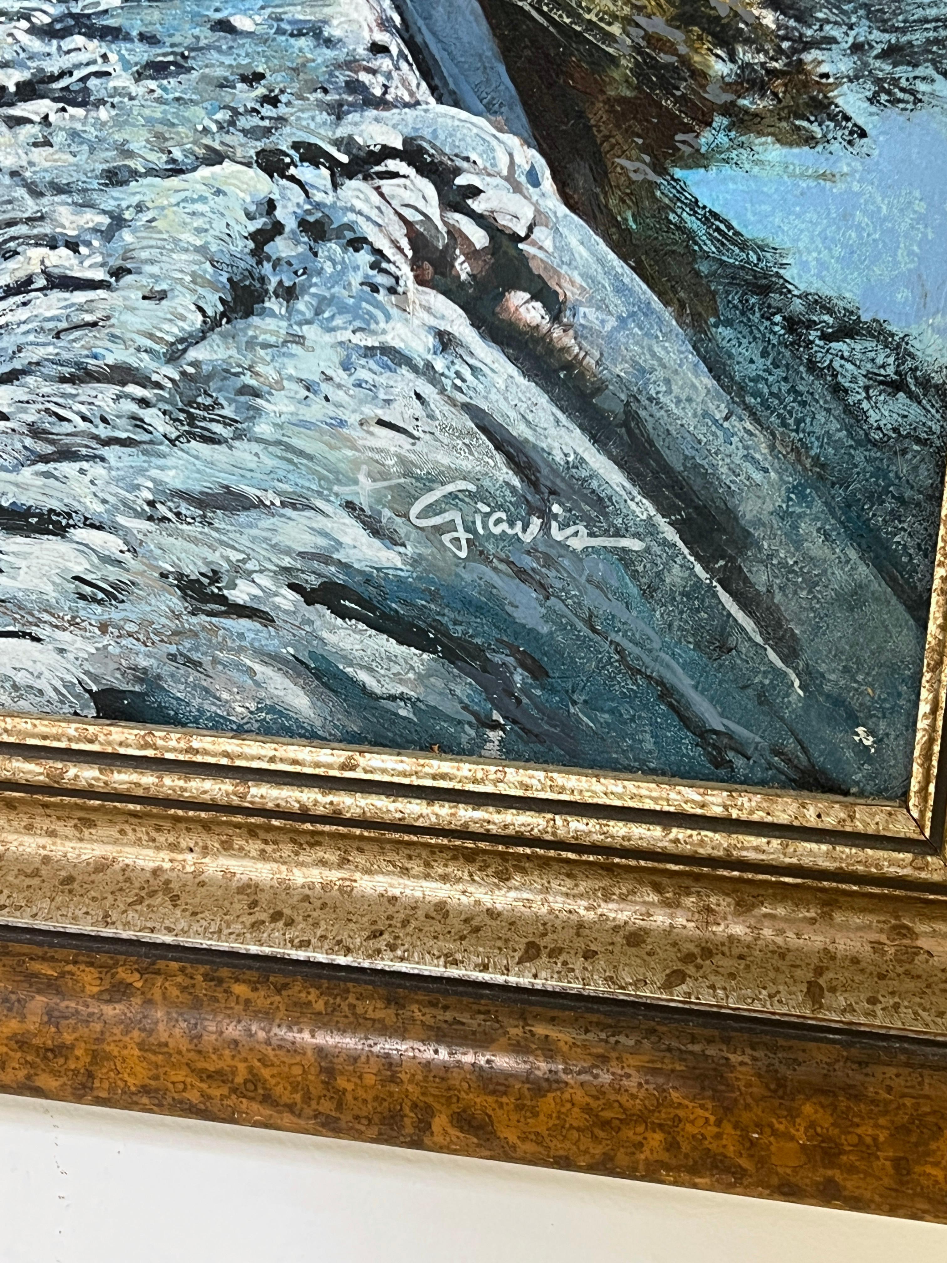 Fein detaillierte realistische Küstenlandschaft von Ted Giavis, D. A. 1971 (Farbe) im Angebot