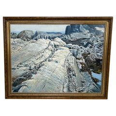Finely Detailed Realist Shoreline Landscape Painting by Ted Giavis, D. 1971