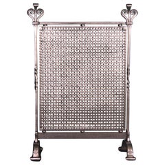 Finely Engraved 20th Century Wrought Fire Screen by C Downer