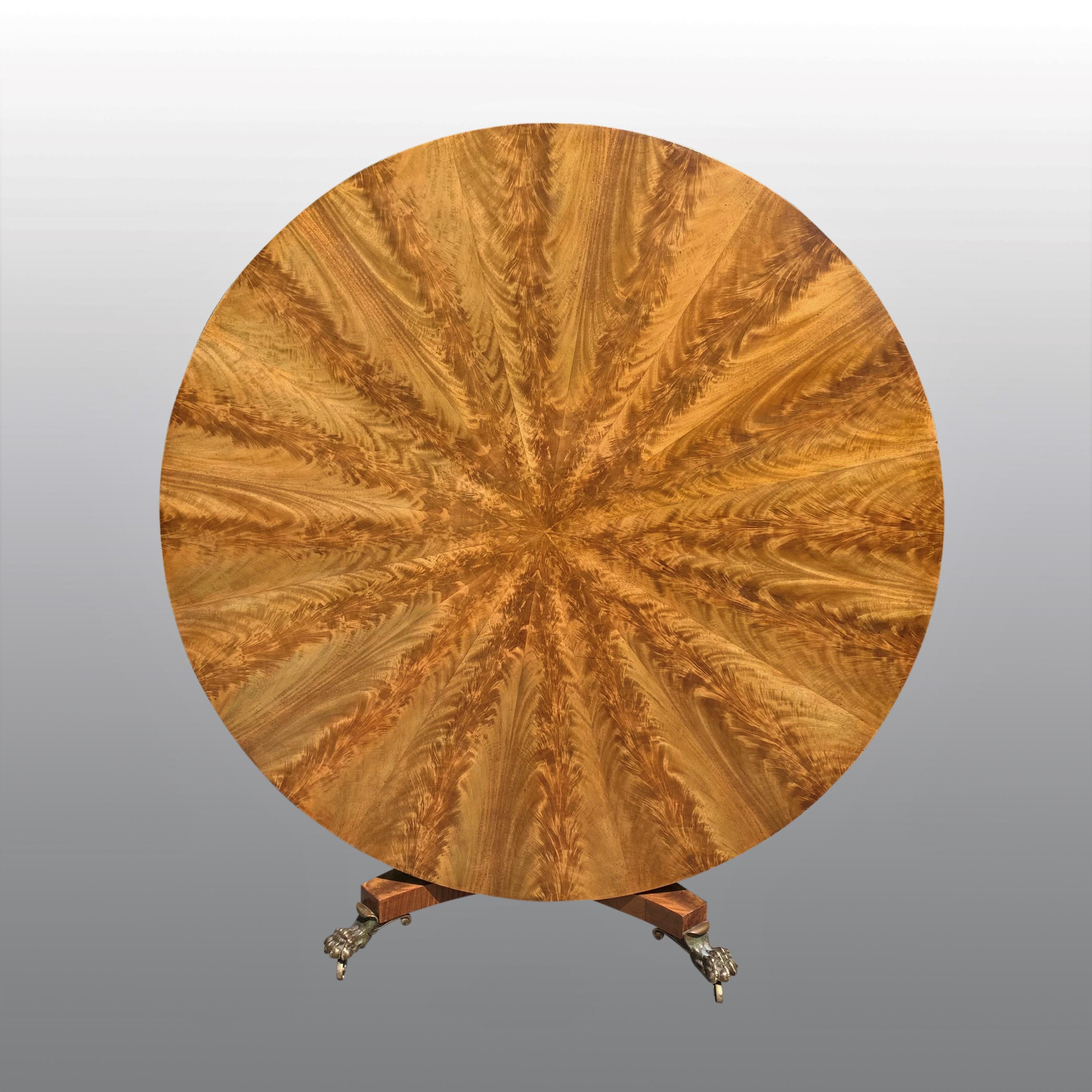 Veneer Finely Figured Mahogany Segmented Top Centre Table For Sale