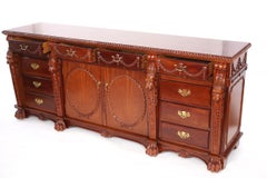 Finely Hand Carved Mahogany Wood Server / Sideboard