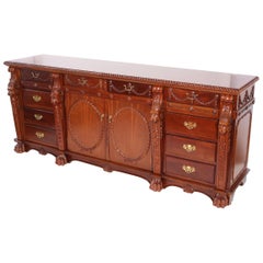 Finely Hand Carved Mahogany Wood Server / Sideboard