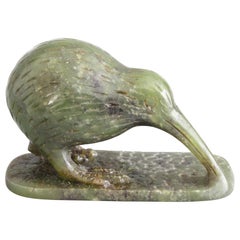 Finely Hand Carved Nephrite Jade Kiwi Bird Figure