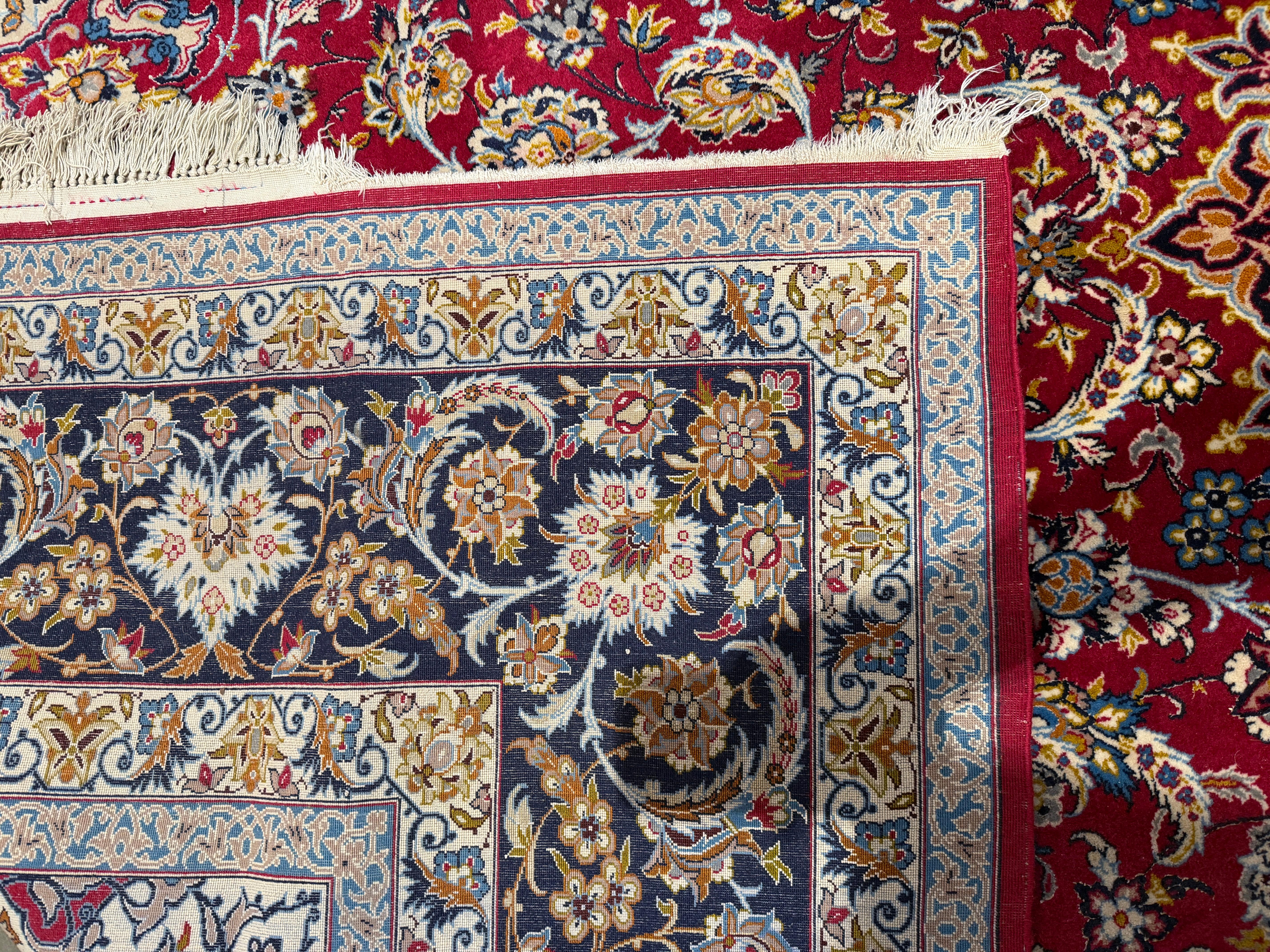 Finely Knotted Persian Isfahan Carpet with Rich Floral Medallion Design For Sale 4