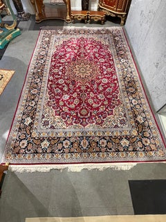 Finely Knotted Persian Isfahan Carpet with Rich Floral Medallion Design