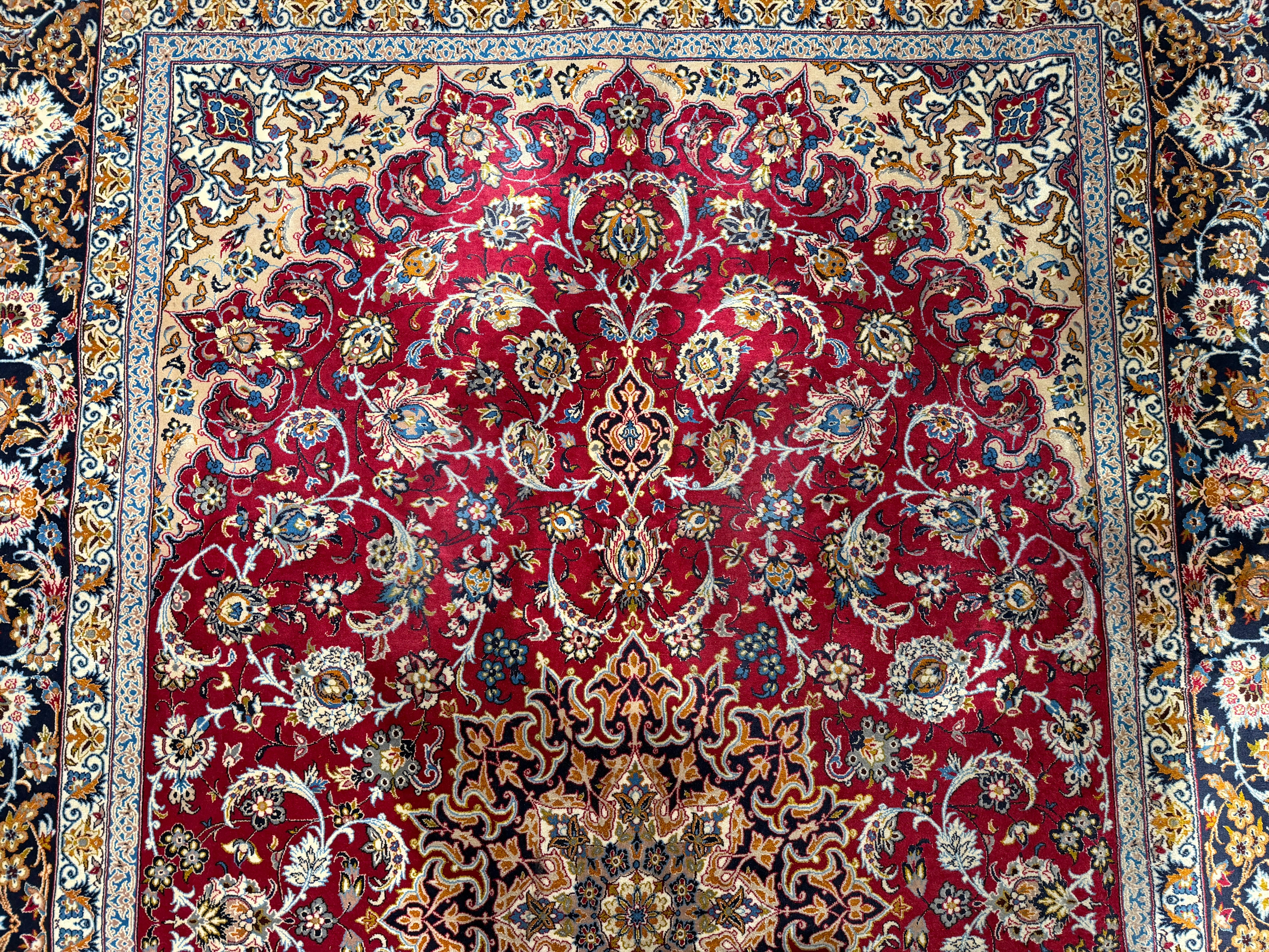20th Century Finely Knotted Persian Isfahan Carpet with Rich Floral Medallion Design For Sale