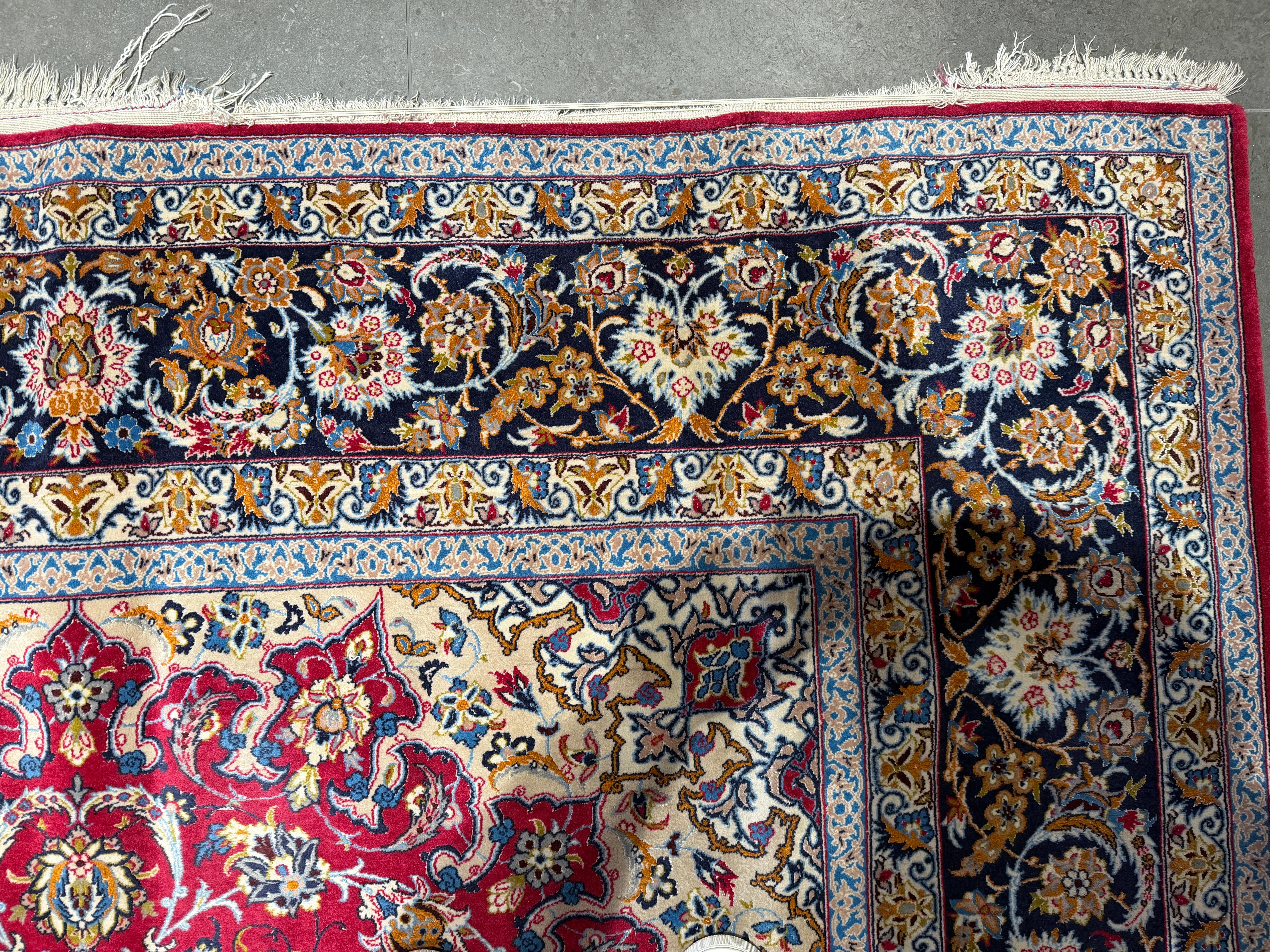 Finely Knotted Persian Isfahan Carpet with Rich Floral Medallion Design For Sale 2