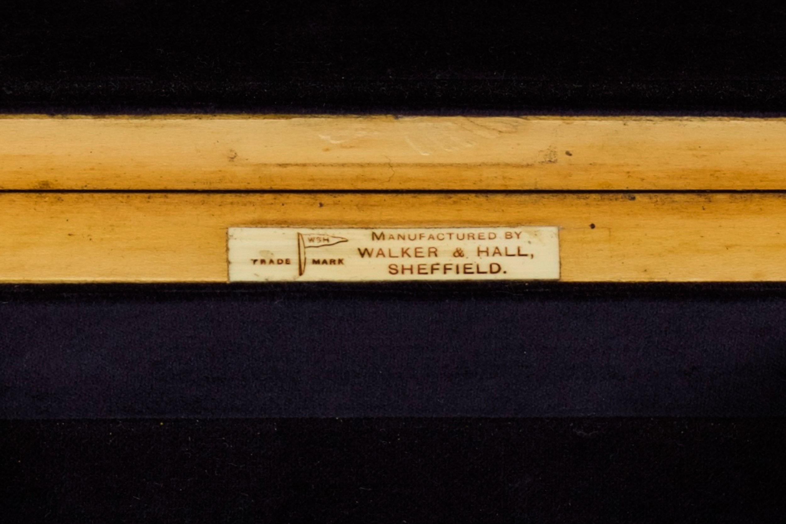 Finely Made English Dovetailed Walnut Cutlery Box by Walker & Hall 4