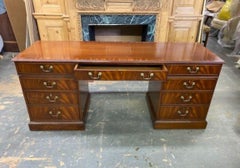 Finely Made Georgian Style Mahogany Kneehole Credenza