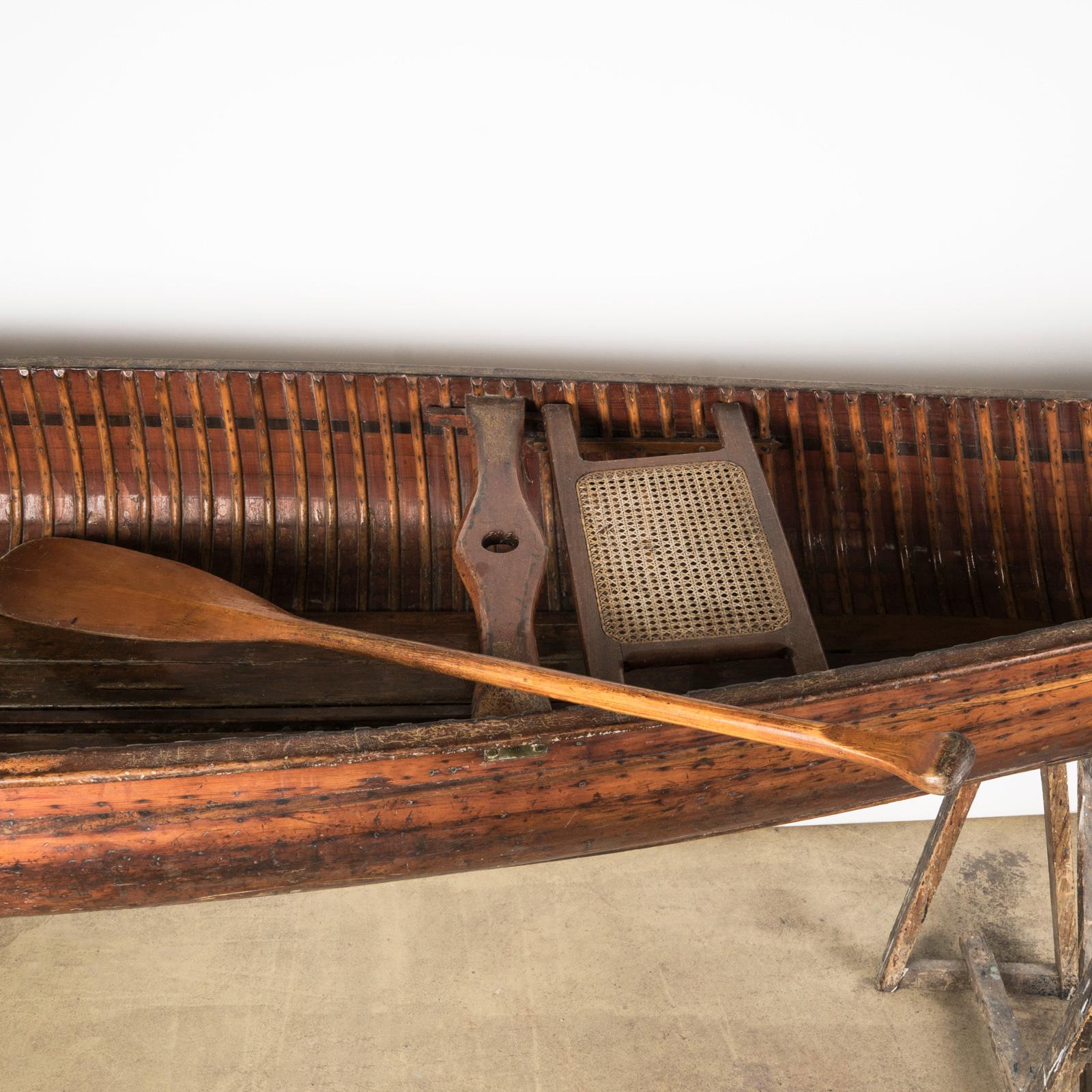 Industrial Finely Made Vintage French Wooden Canoe by Seyler, L’hirondelle