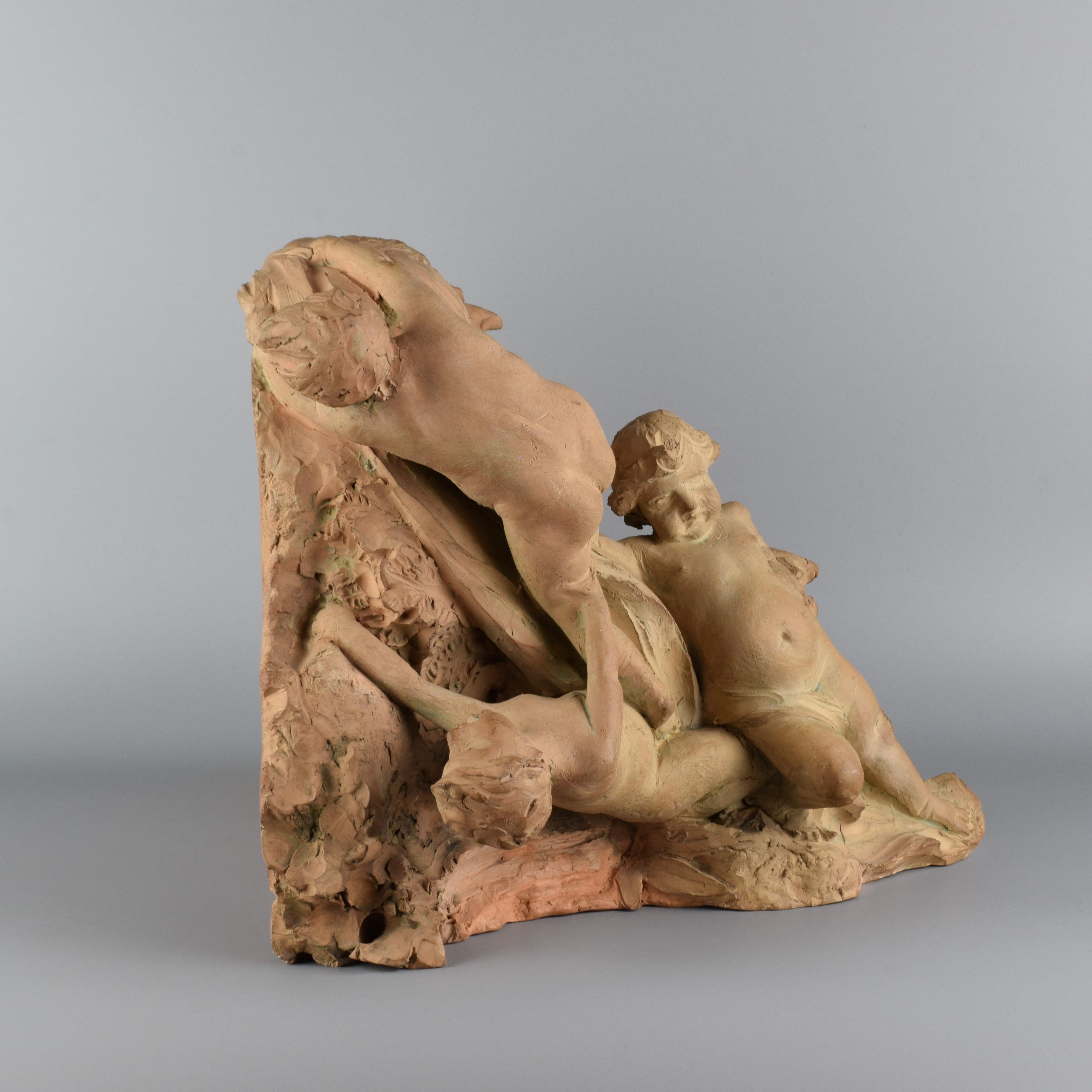 Italian Finely Modeled Terracotta Capital with Cherubs, Late 19th Century For Sale