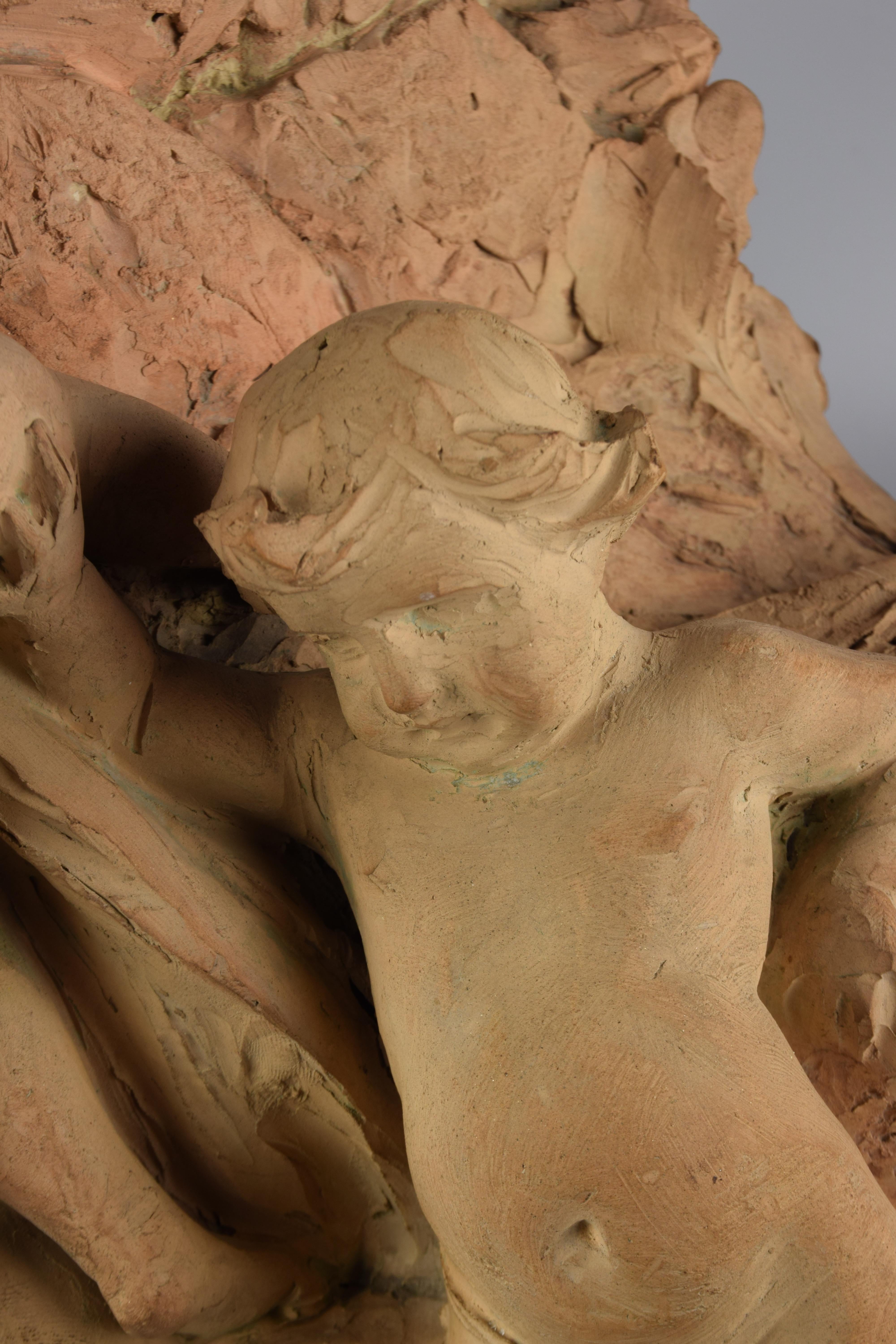 Stampato Capitello in terracotta finemente modellato con cherubini, fine XIX secolo in vendita