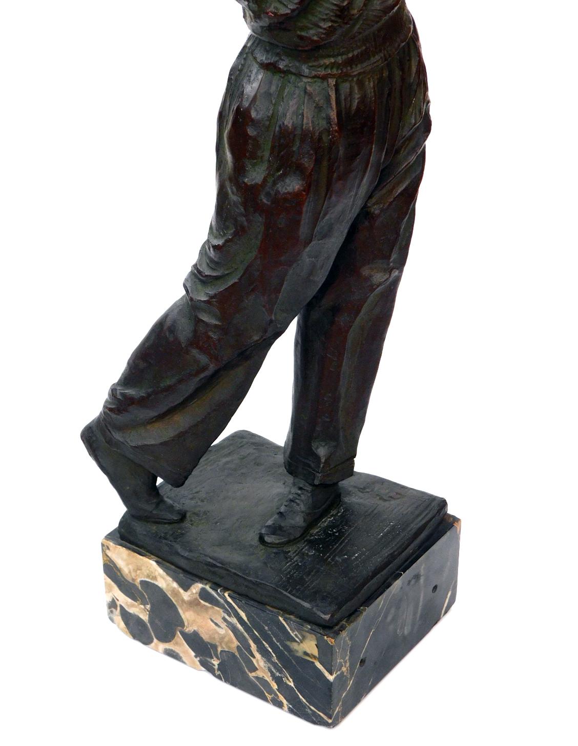 Altro Figura in bronzo patinato d'epoca finemente modellata di un giocatore di golf in vendita
