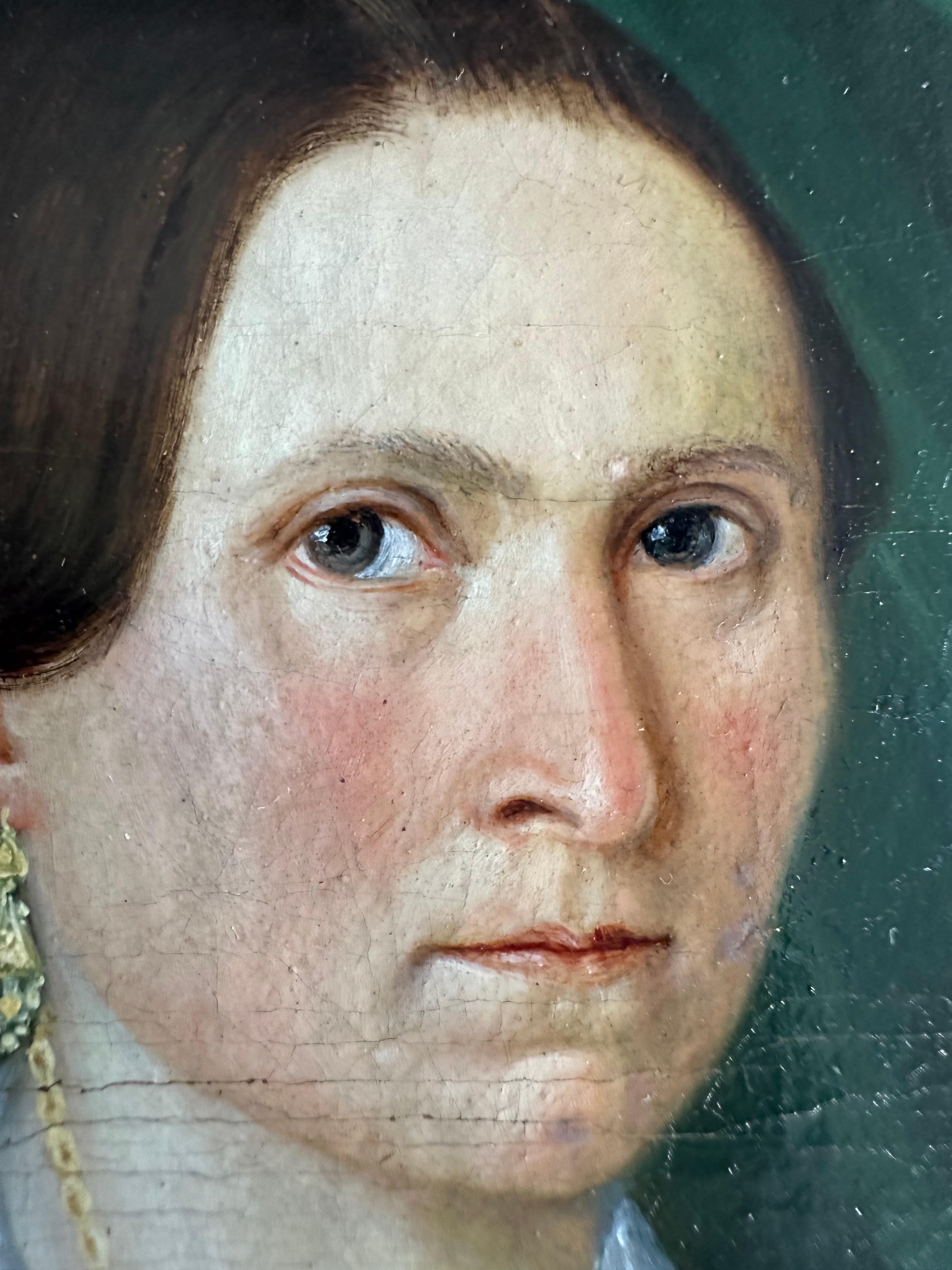 Portrait d'une dame en Biedermeier finement peint, Allemagne vers 1820 en vente 5