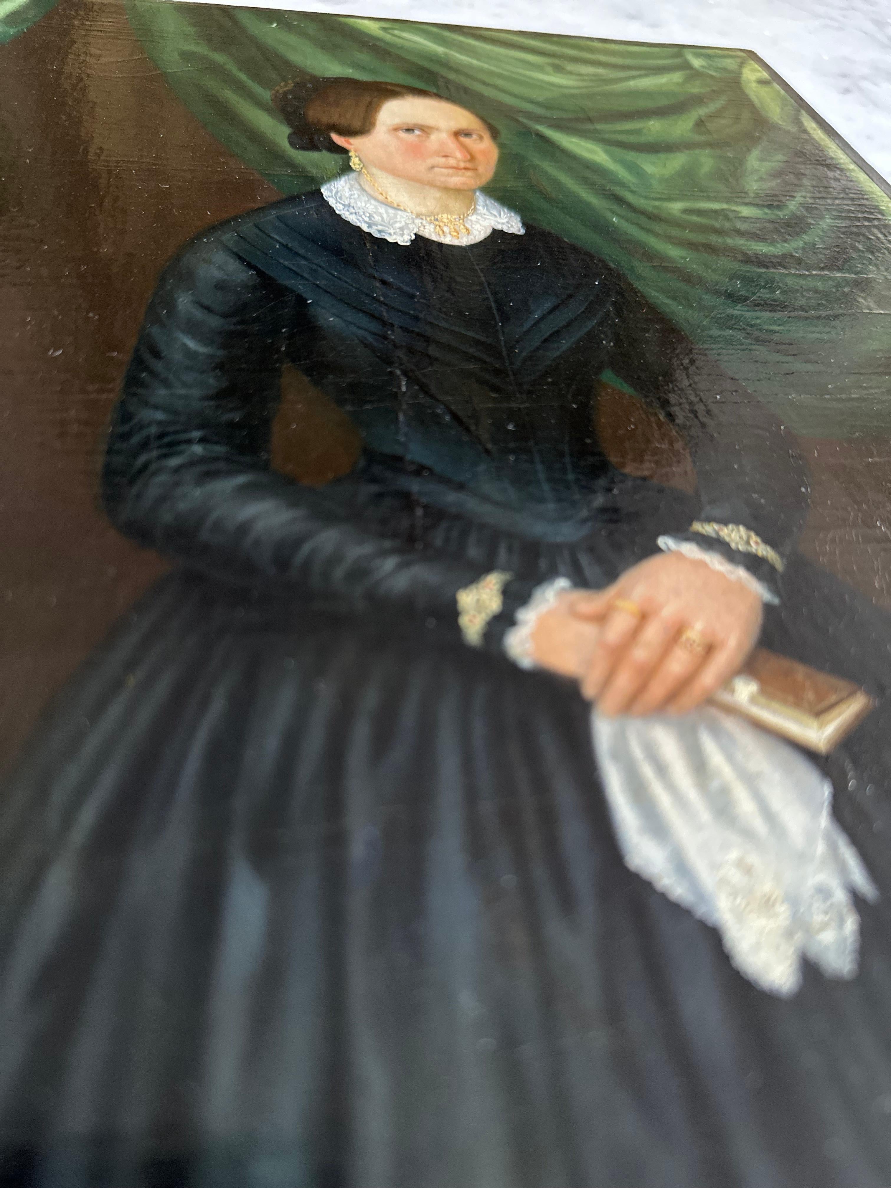 Portrait d'une dame en Biedermeier finement peint, Allemagne vers 1820 en vente 7