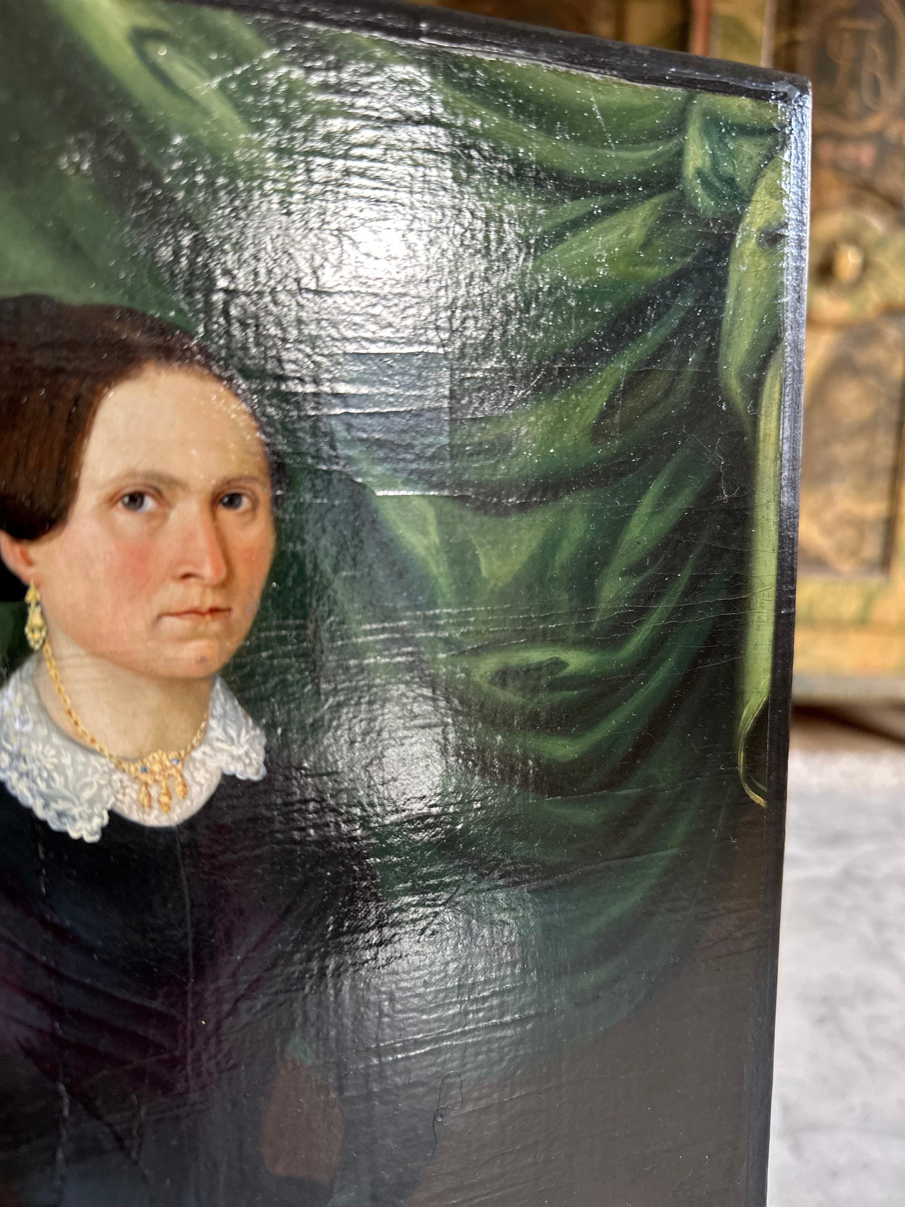 Portrait d'une dame en Biedermeier finement peint, Allemagne vers 1820 en vente 8