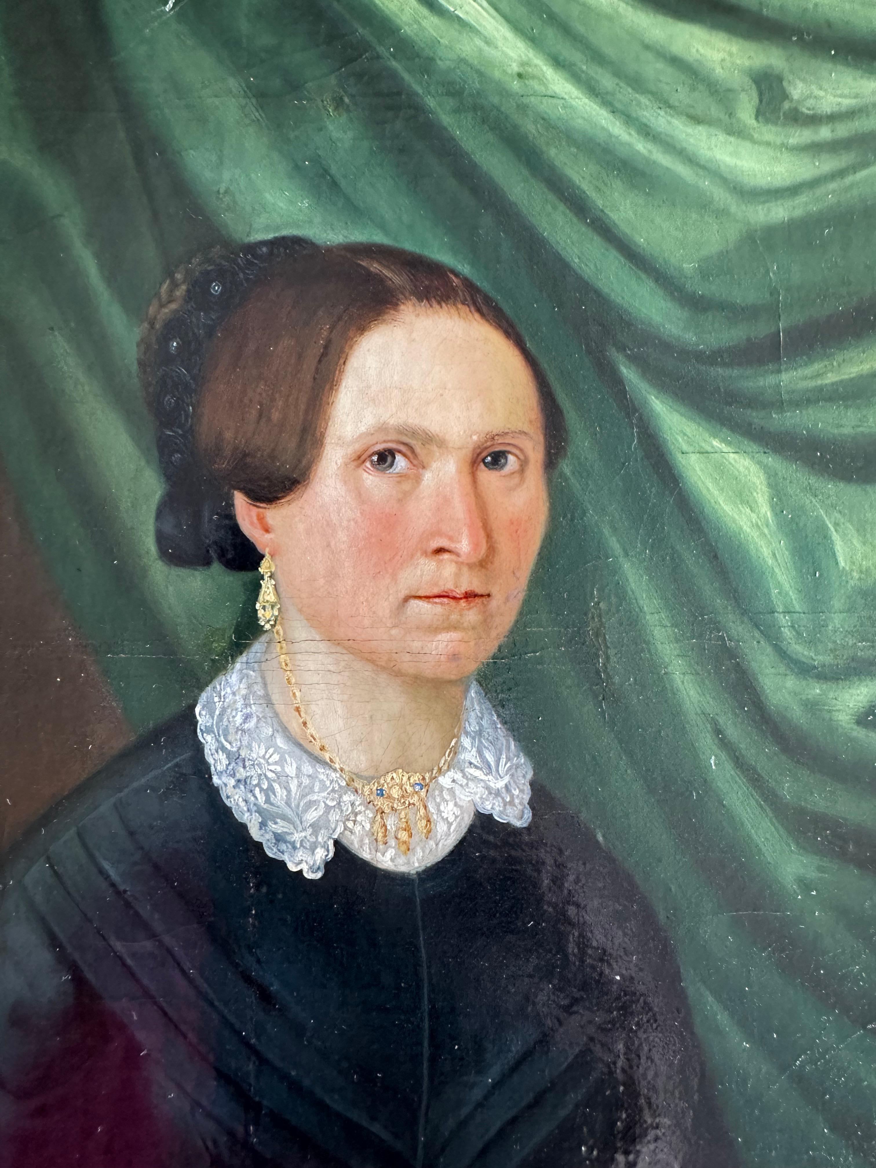 Portrait d'une dame en Biedermeier finement peint, Allemagne vers 1820 Bon état - En vente à Hamburg, DE