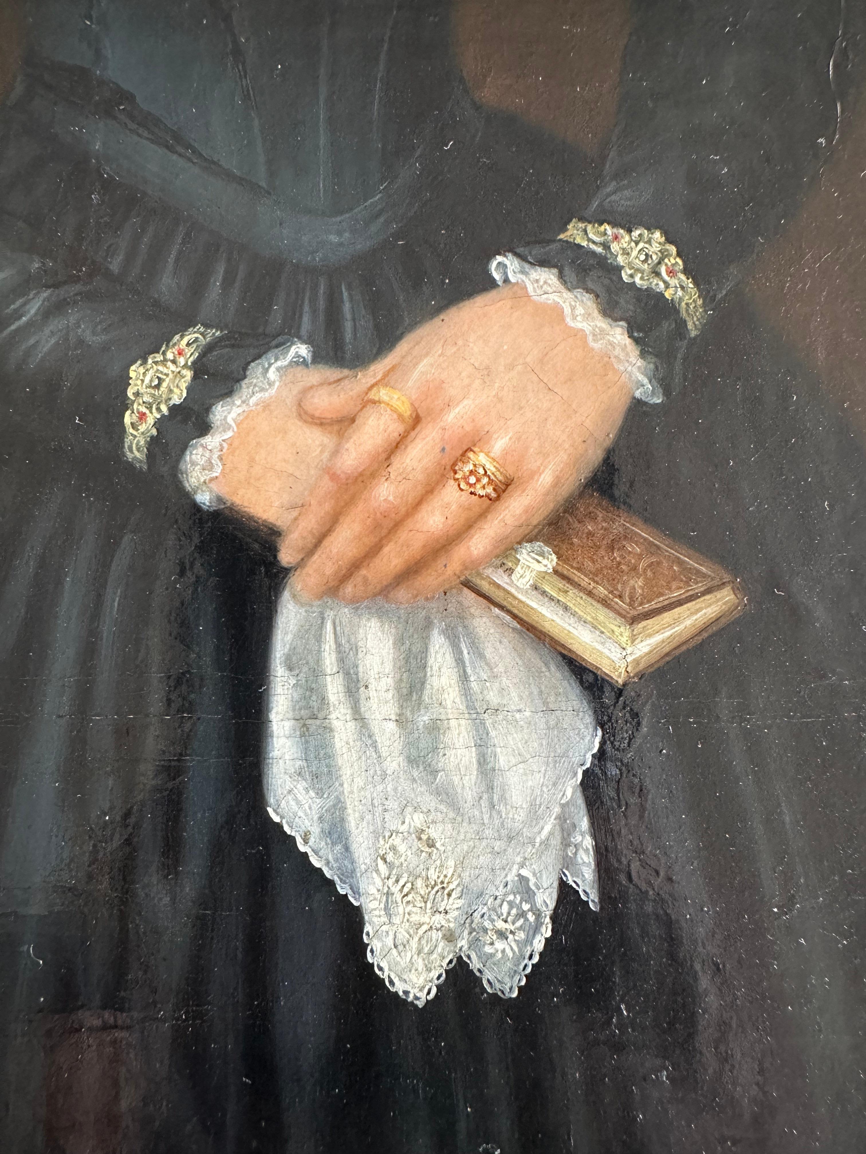 Portrait d'une dame en Biedermeier finement peint, Allemagne vers 1820 en vente 2