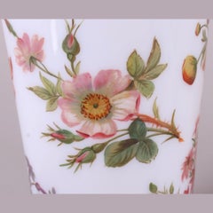 Finely Painted Pair of French Opaline Glass Vases