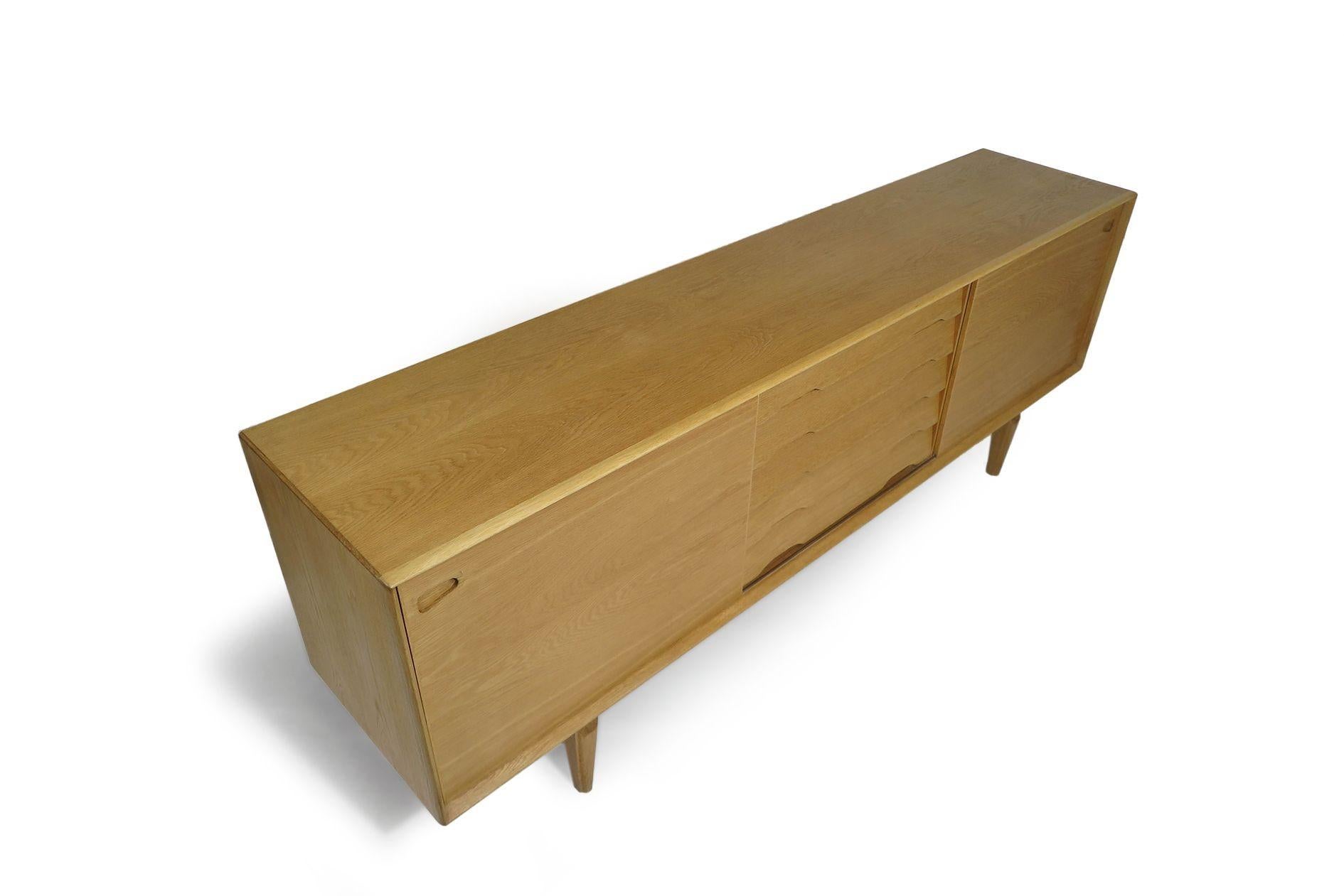 Finely Restored Danish White Oak Credenza Sideboard For Sale 7