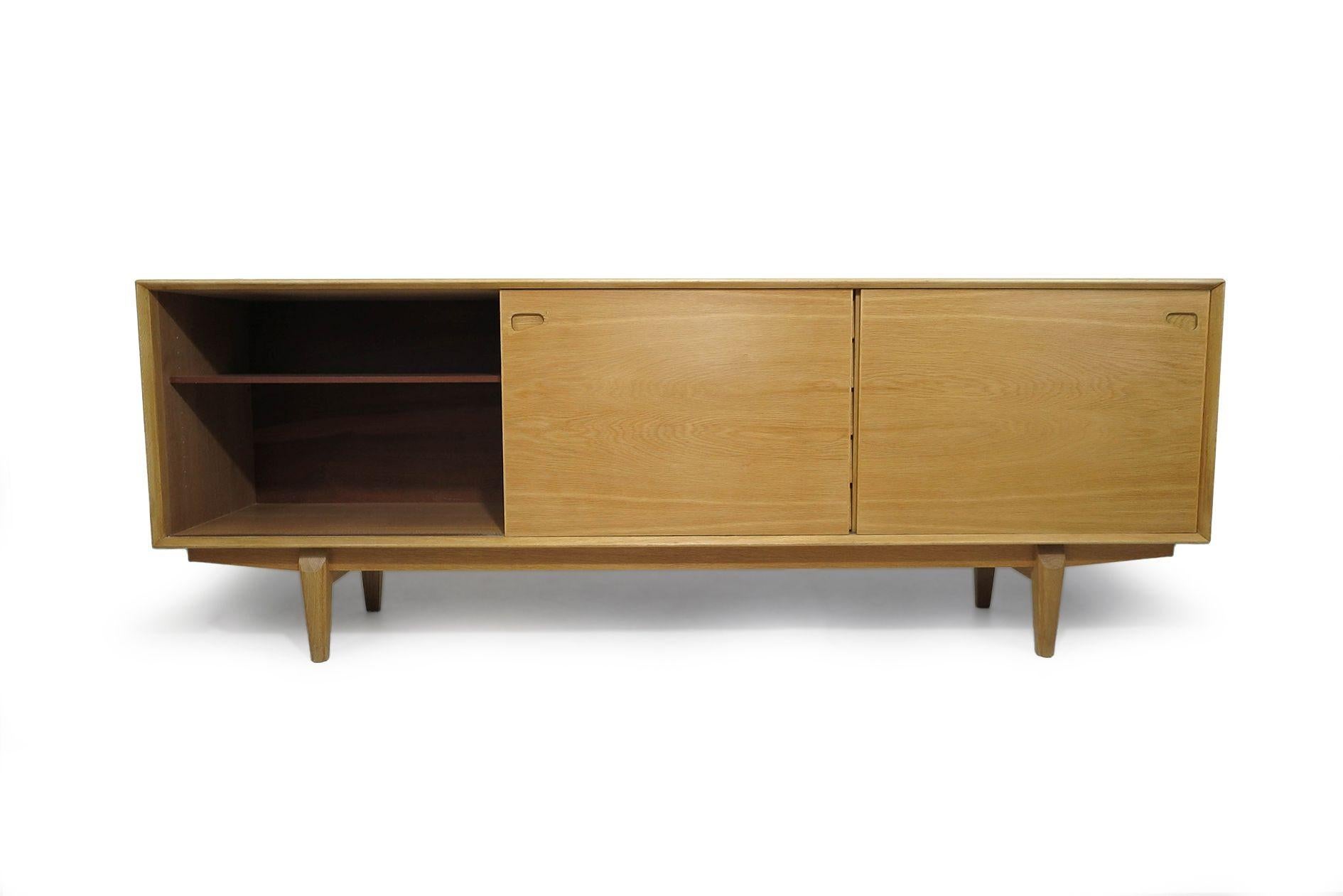 Scandinavian Modern Finely Restored Danish White Oak Credenza Sideboard For Sale