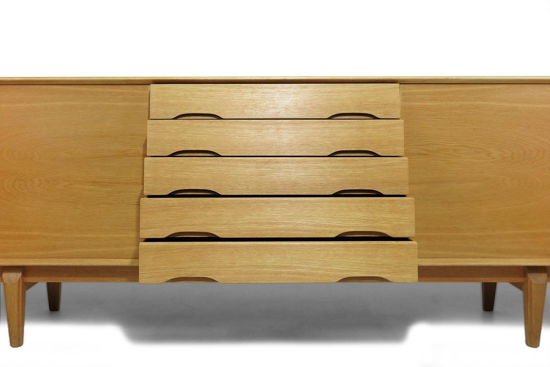 Finely Restored Danish White Oak Credenza Sideboard For Sale 1
