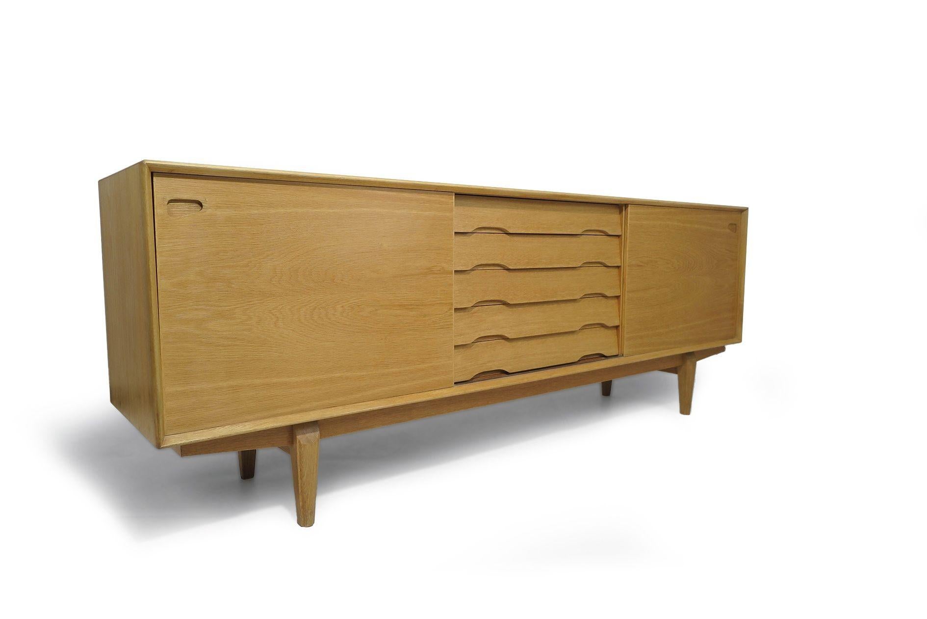 Finely Restored Danish White Oak Credenza Sideboard For Sale 2
