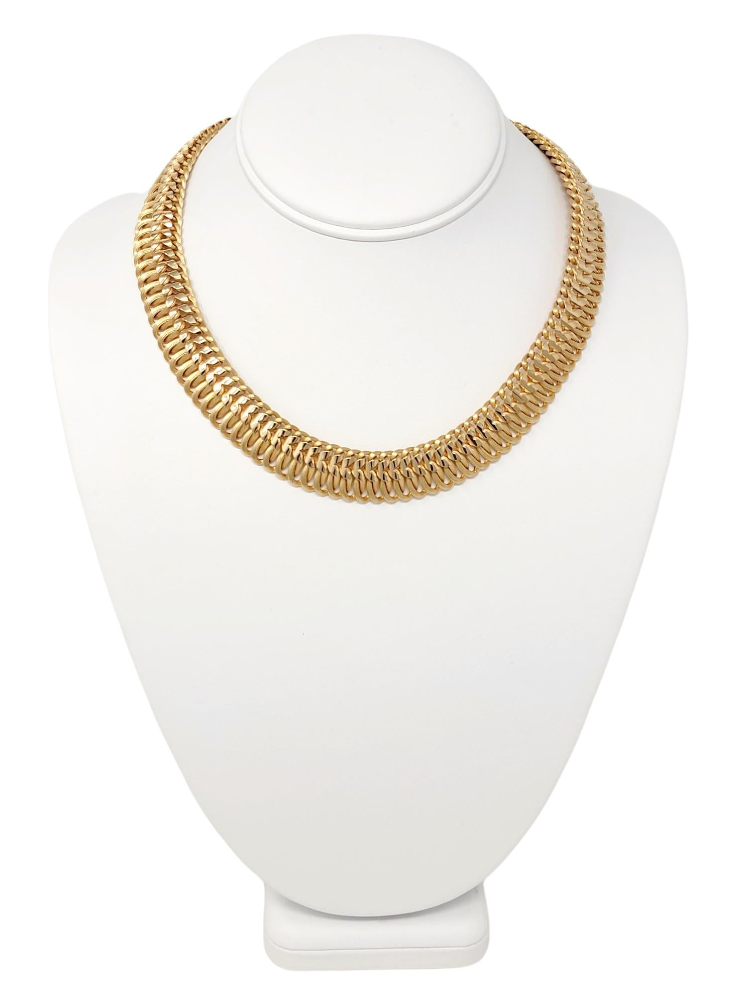 Finely Ridged and Polished 18 Karat Yellow Gold Woven Link Necklace For Sale 6