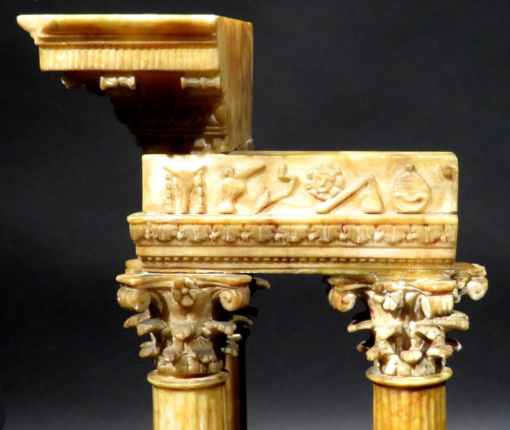 Alabaster A Finely Sculpted Grand Tour Model of The Temple of Vespasian, Italy Circa 1900 For Sale