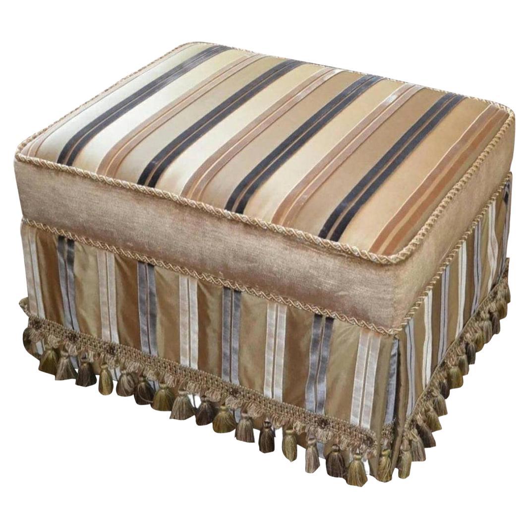 Finely Upholstered Custom Ottoman For Sale