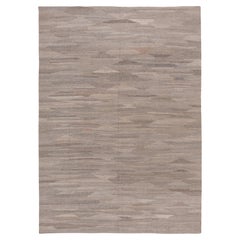 Finely Woven Afghan Gray Flatweave Area Rug with Contrasting Neutral Tones