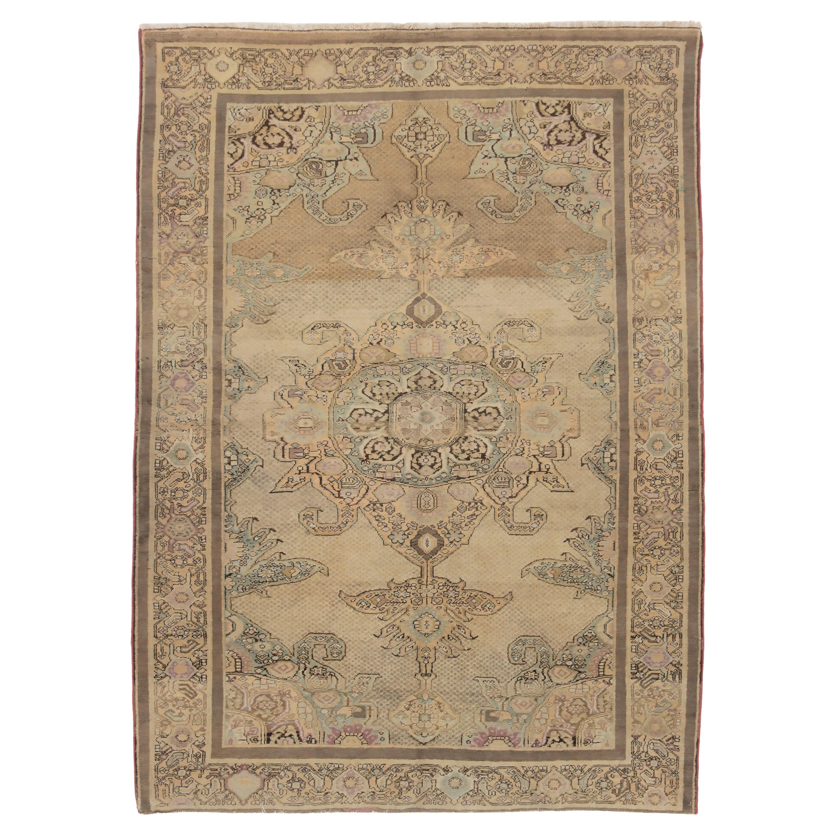 Fein gewebter antiker CIRCA 1900 brauner persischer Malayer-Teppich, 4' x 6'3 im Angebot