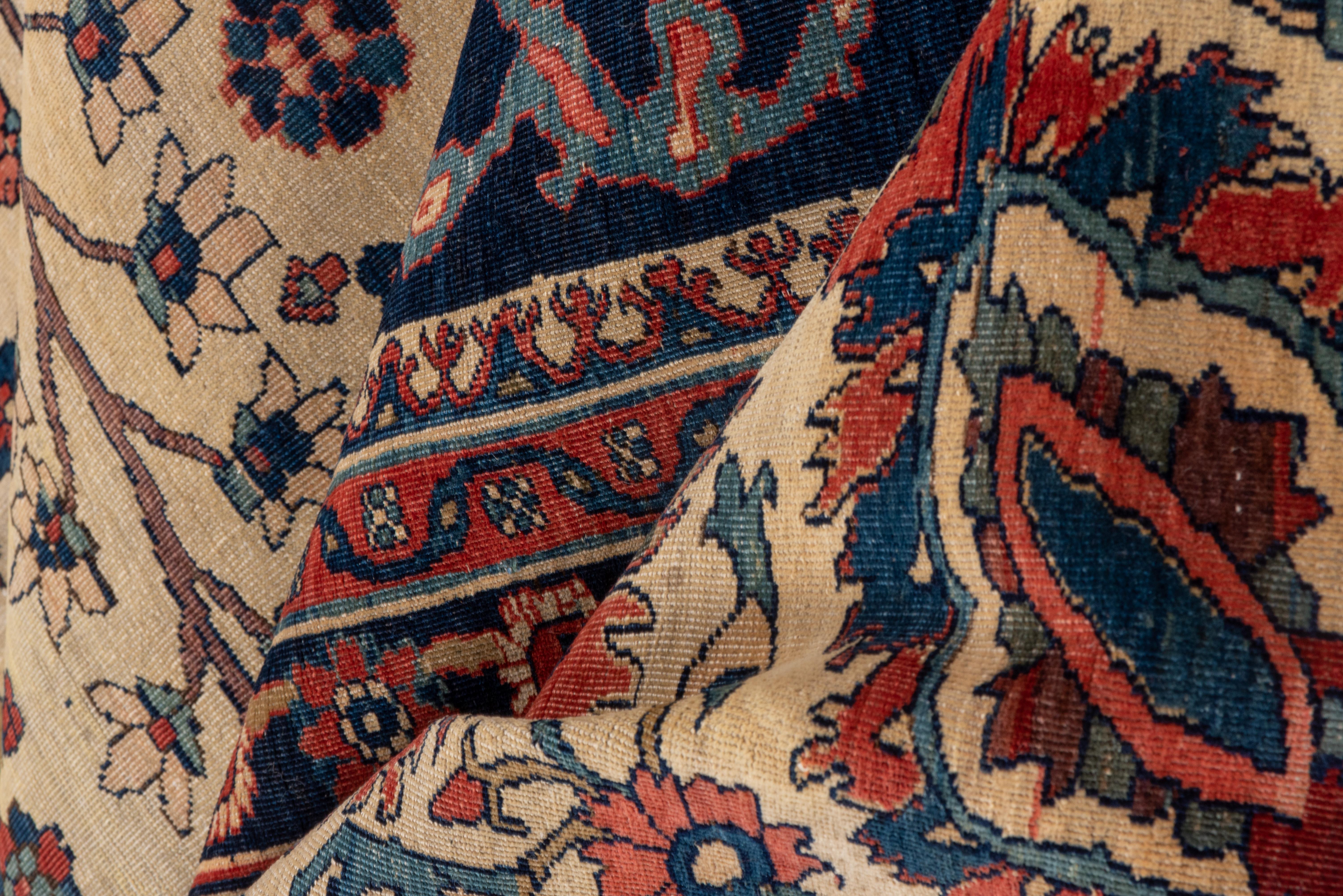 Sarouk Farahan Finely Woven Antique Farahan Sarouk Carpet, Unusual Field, Light Yellow Field For Sale