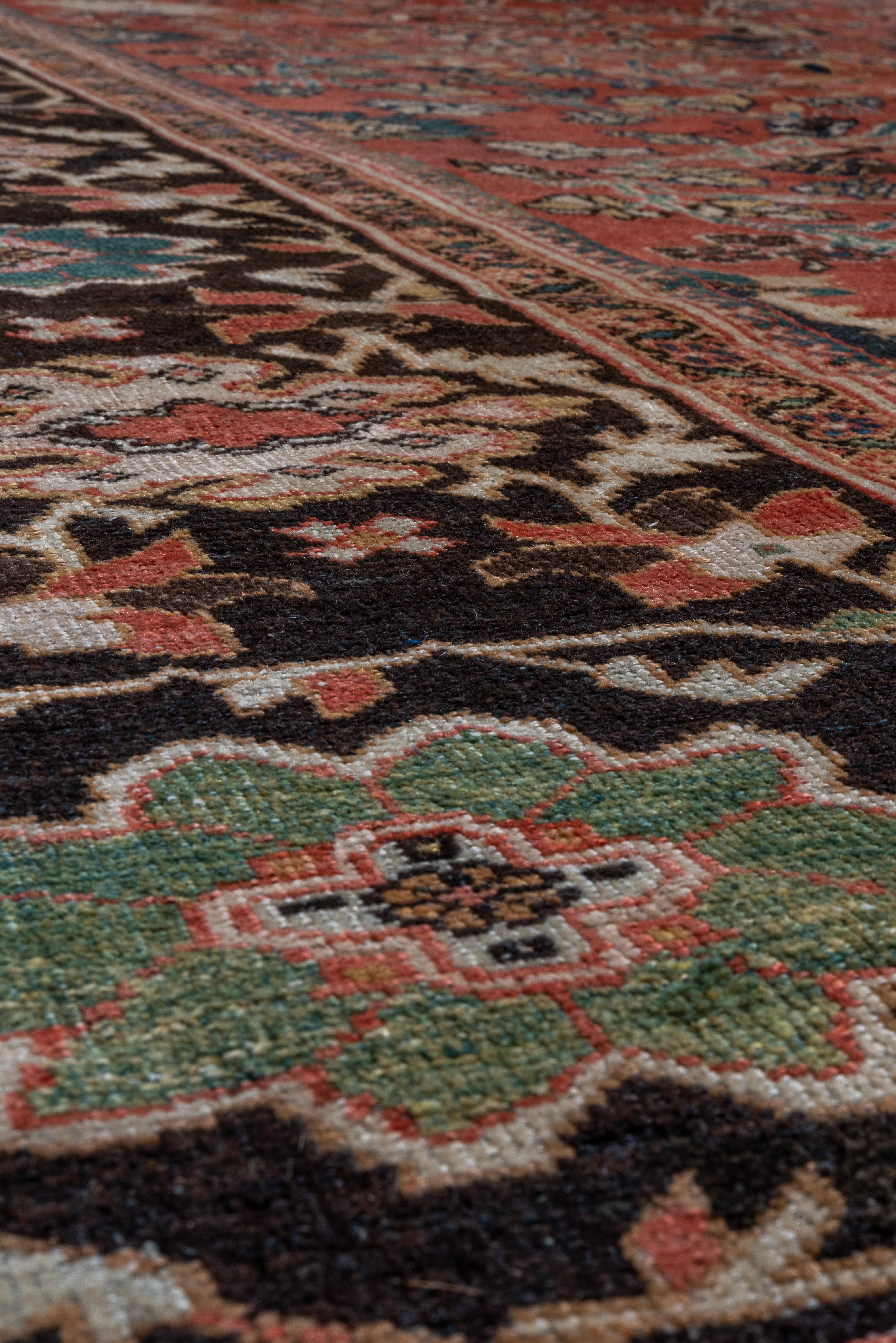 Early 20th Century Finely Woven Antique Persian Sultanabad Carpet, Rust Allover Field, circa 1910s For Sale