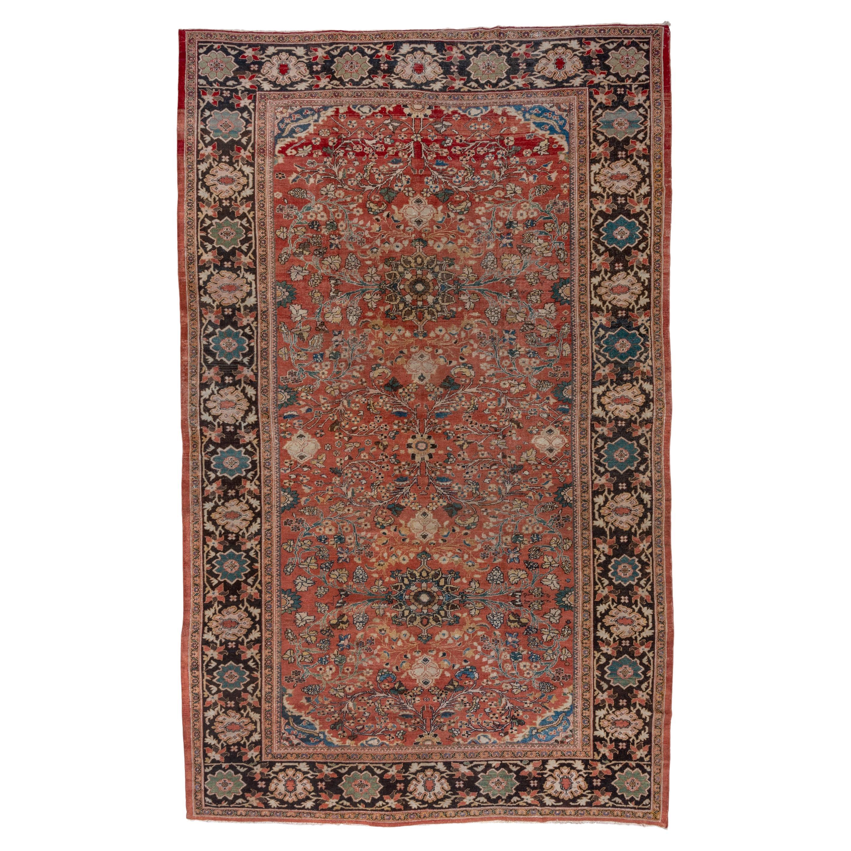 Finely Woven Antique Persian Sultanabad Carpet, Rust Allover Field, circa 1910s