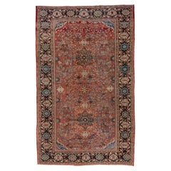 Finely Woven Antique Persian Sultanabad Carpet, Rust Allover Field, circa 1910s