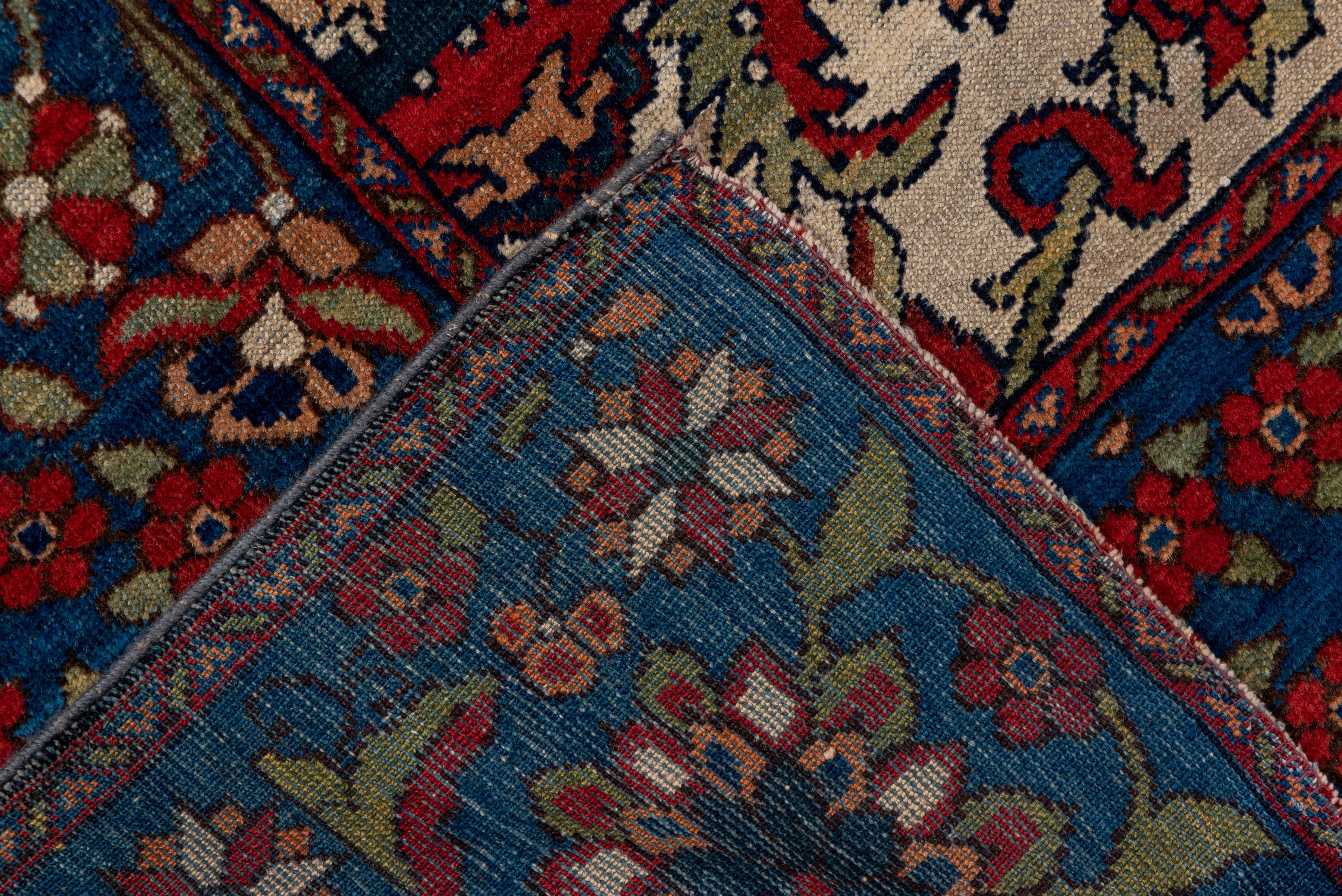 Early 20th Century Finely Woven Antique Persian Sultanabad Rug, Ivory Field, Royal Blue Borders