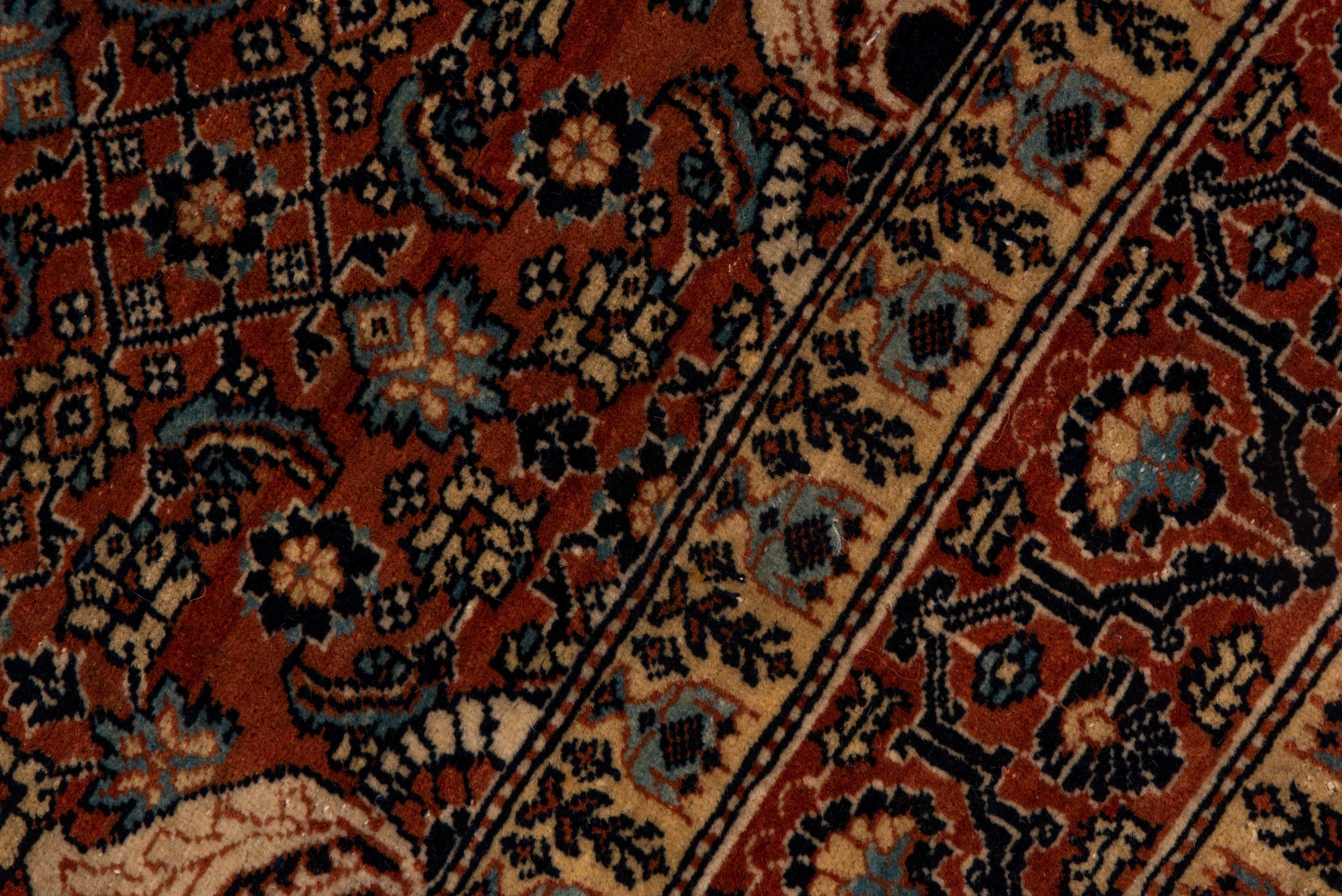 Early 20th Century Finely Woven Antique Persian Tabriz Rug, Rust and Red Field, circa 1900s For Sale