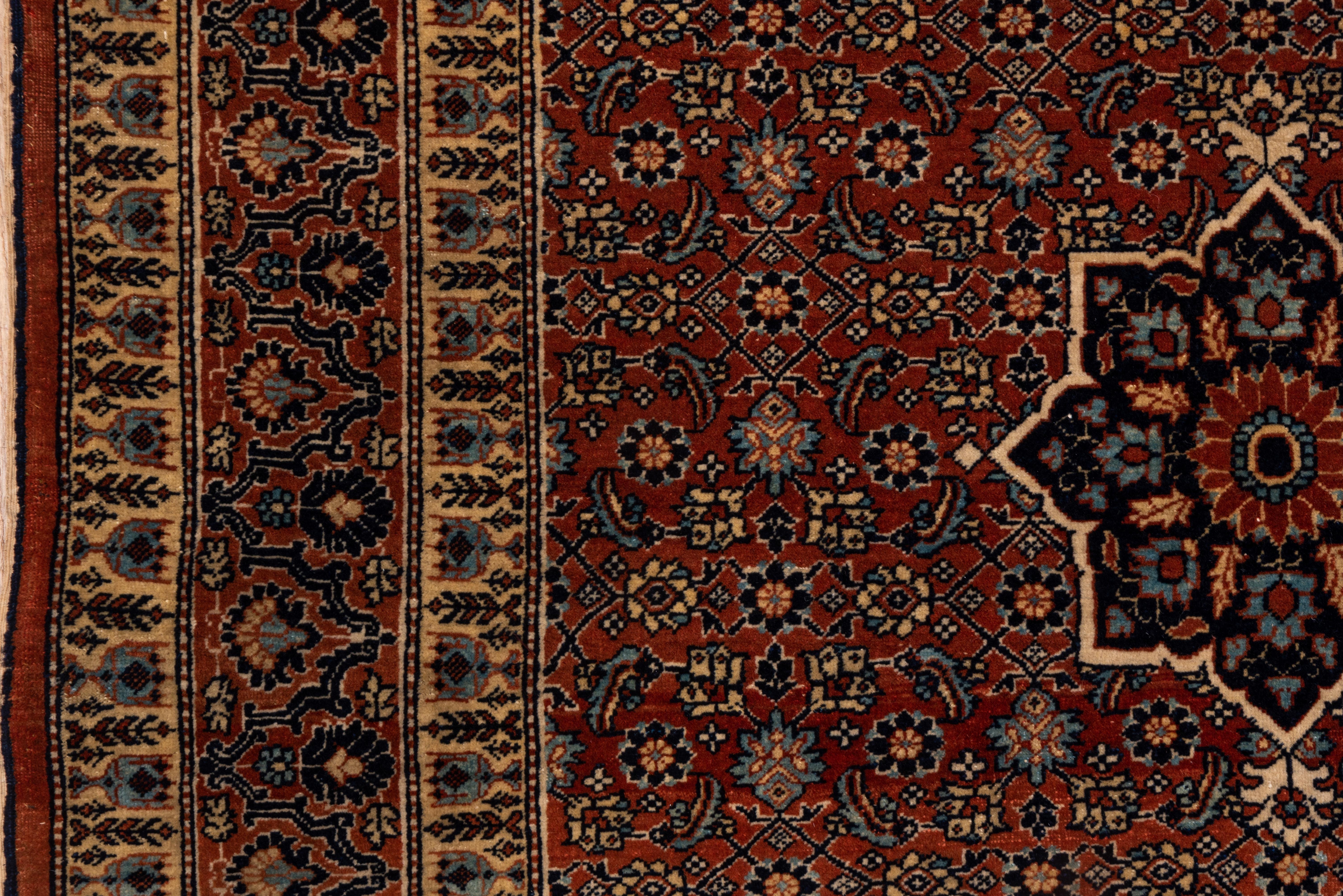 Wool Finely Woven Antique Persian Tabriz Rug, Rust and Red Field, circa 1900s For Sale