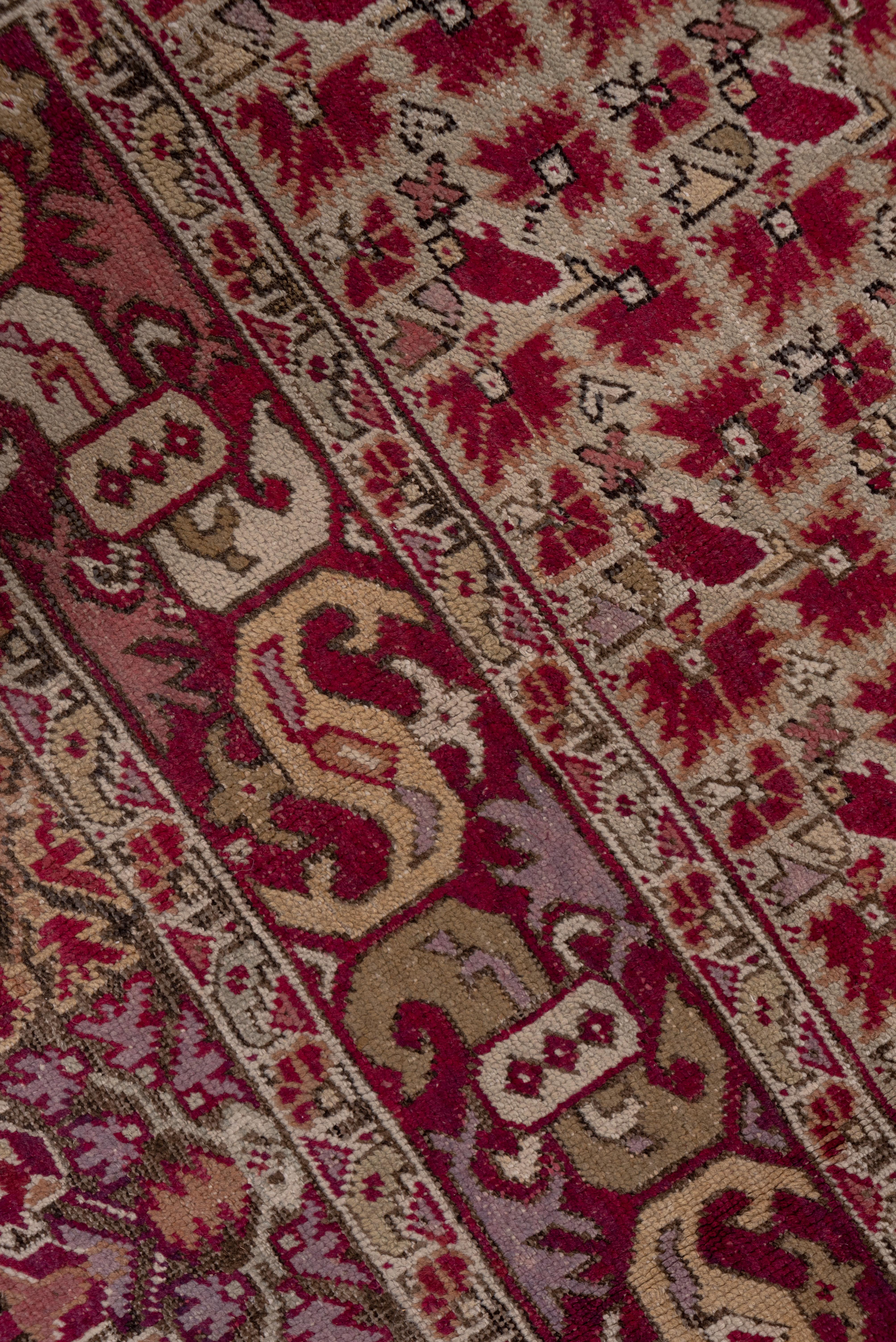 Early 20th Century Finely Woven Antique Turkish Ghiordes Rug, Ruby Red Field, circa 1900s For Sale