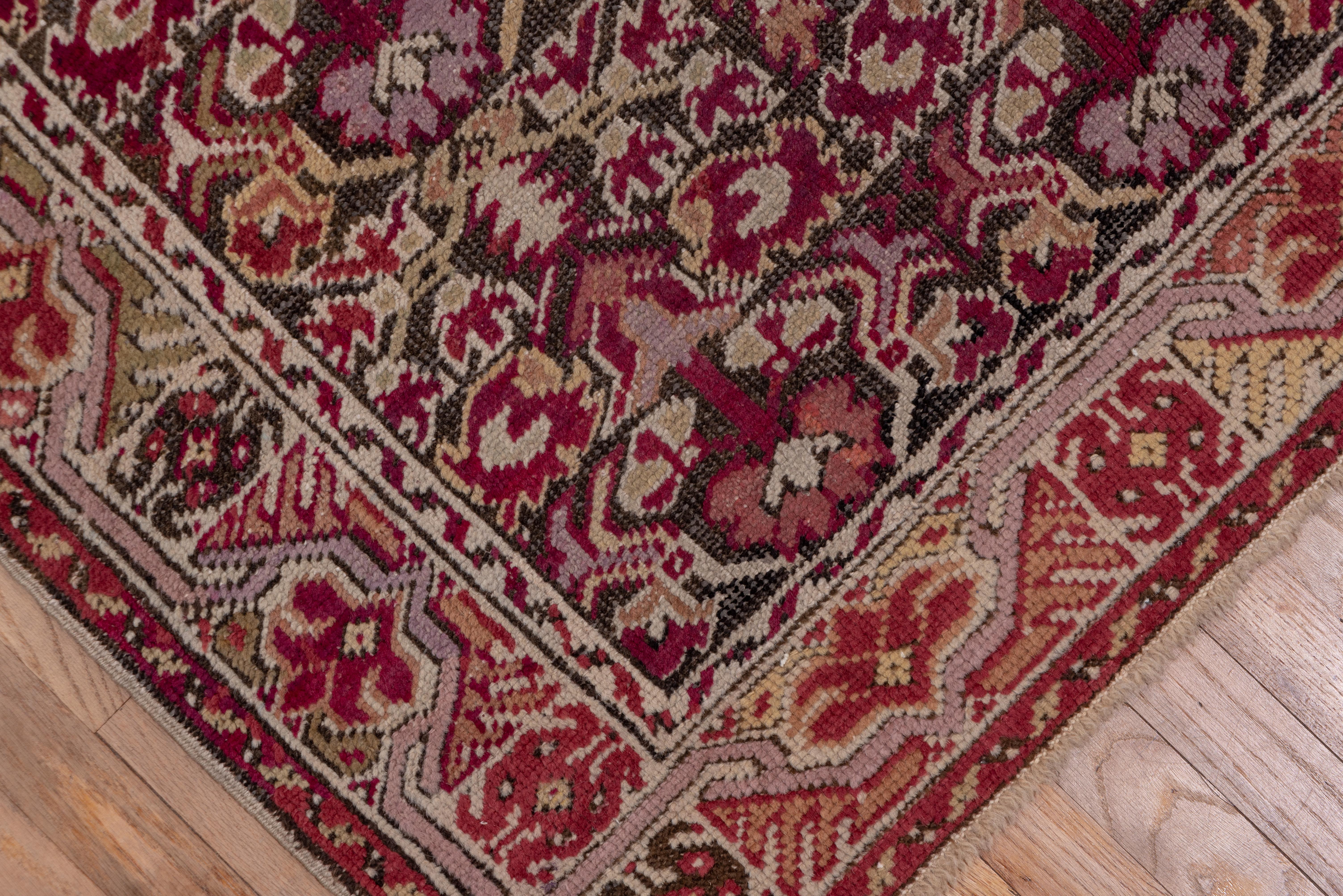 Wool Finely Woven Antique Turkish Ghiordes Rug, Ruby Red Field, circa 1900s For Sale
