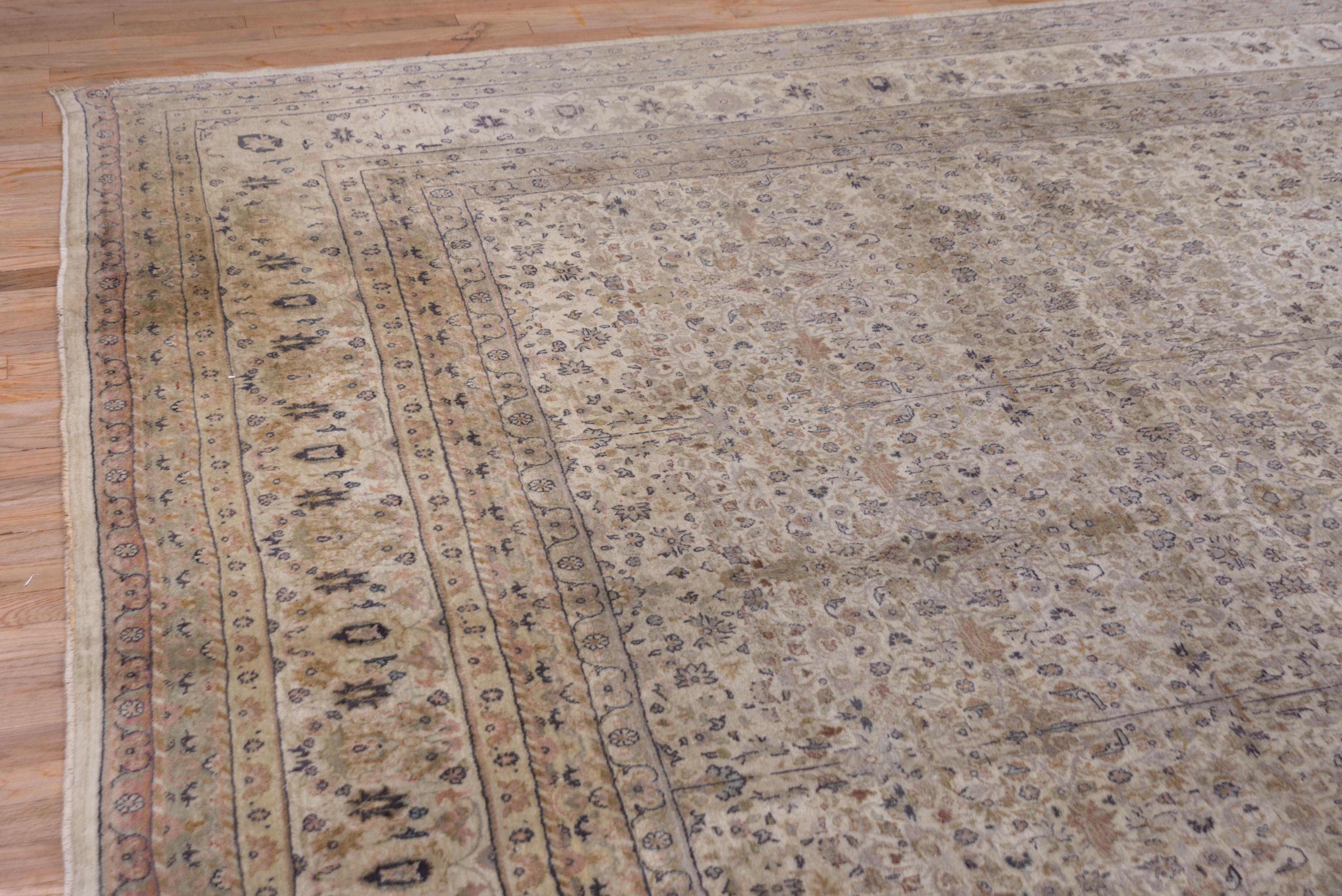 Hand-Knotted Finely Woven Antique Turkish Sivas Carpet, Neutral Palette For Sale