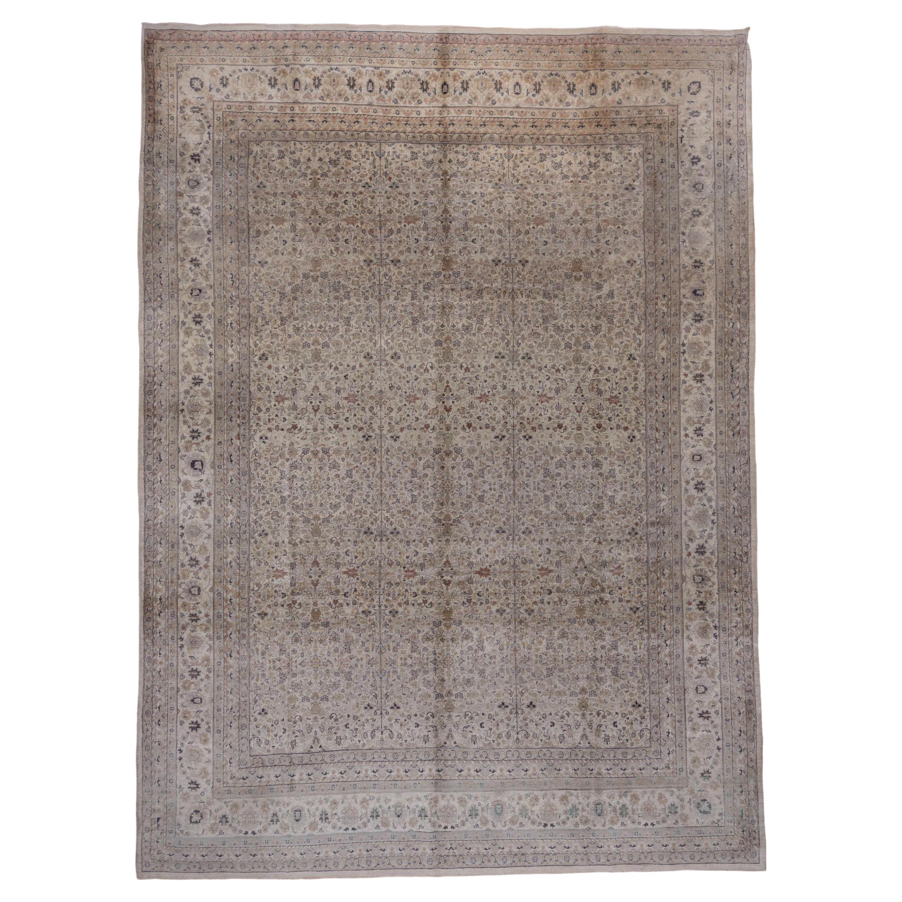Finely Woven Antique Turkish Sivas Carpet, Neutral Palette For Sale