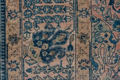 Finely Woven Antique Turkish Sivas Rug, Allover Field, Royal Blue & Pink Palette