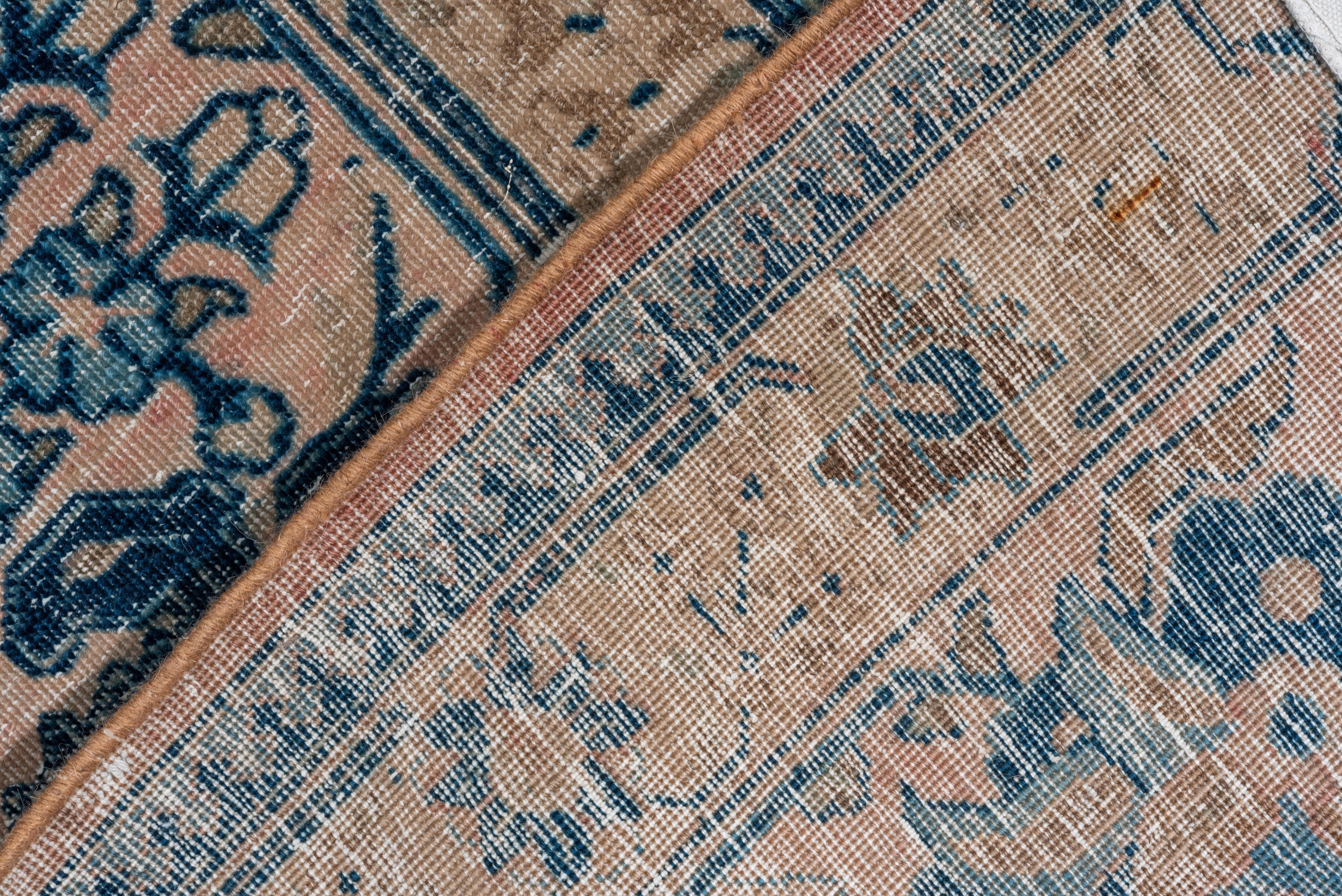 Tabriz Finely Woven Antique Turkish Sivas Rug, Allover Field, Royal Blue & Pink Palette For Sale